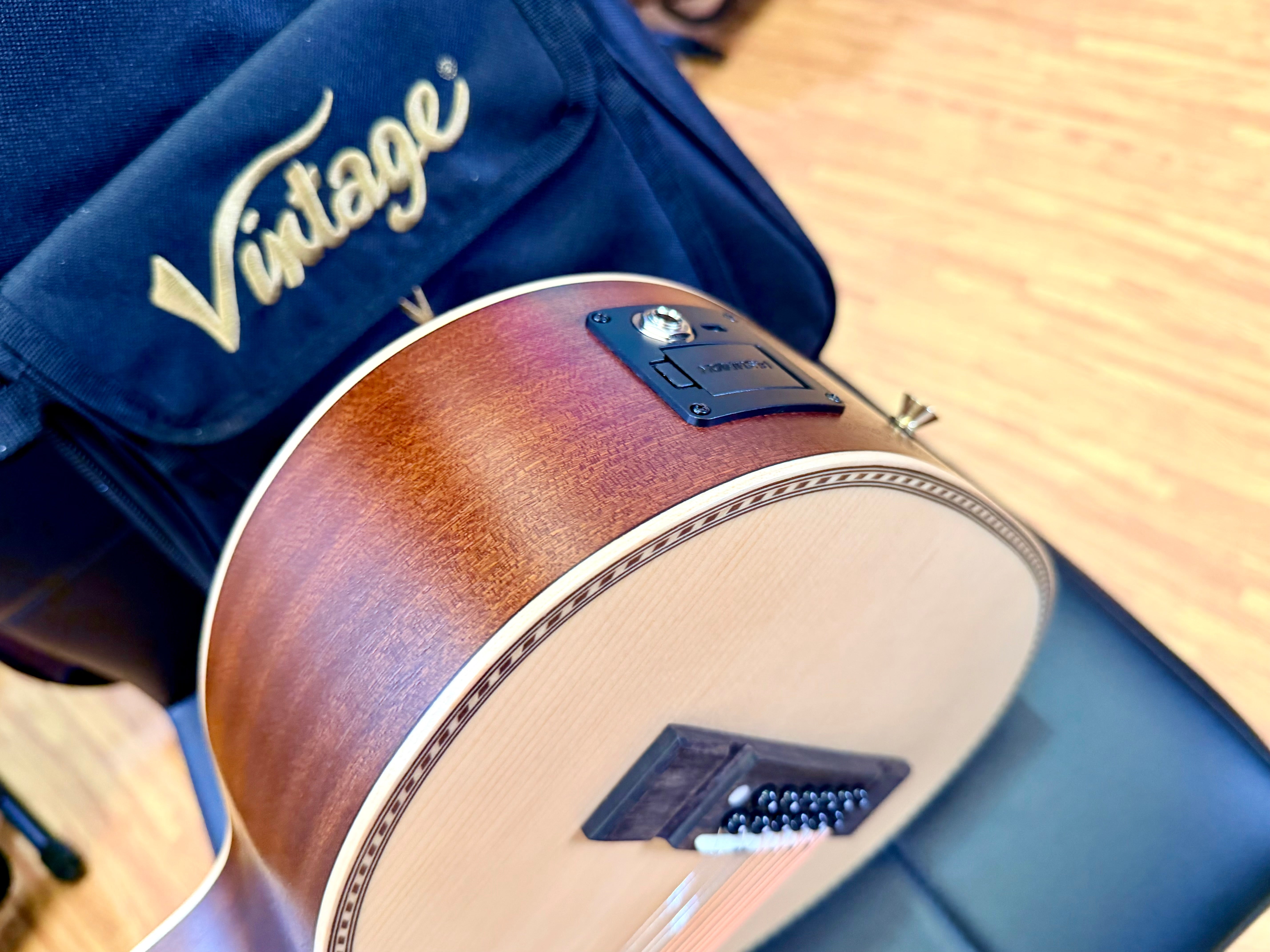 ✨NEW✨ Vintage Paul Brett Viator Electro Acoustic 12 String Travel Guitar + Bag