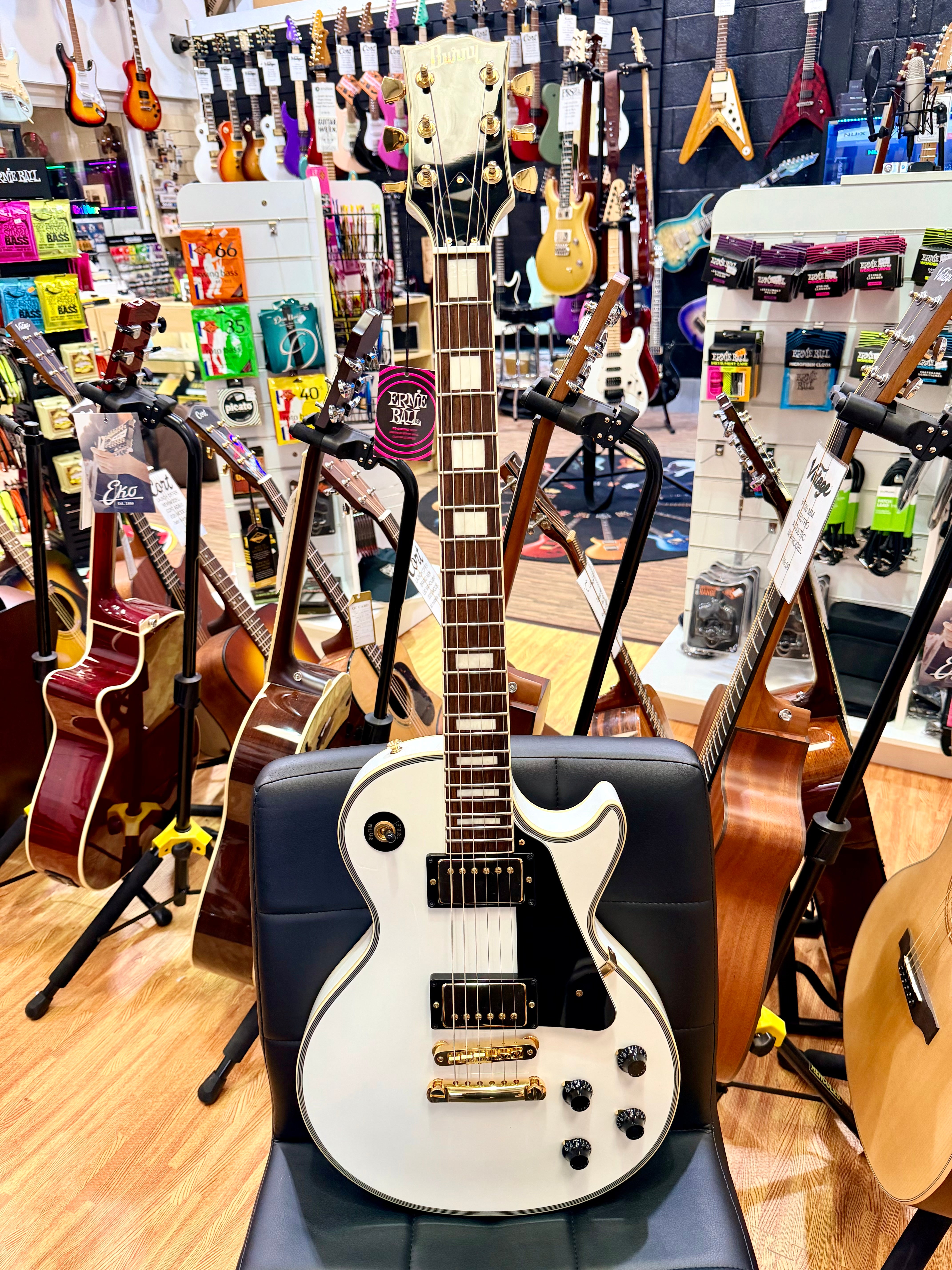 ✨2013✨ Burny SRLC-55 Les Paul Custom~ Alpine White~ Japanese Domestic Import!