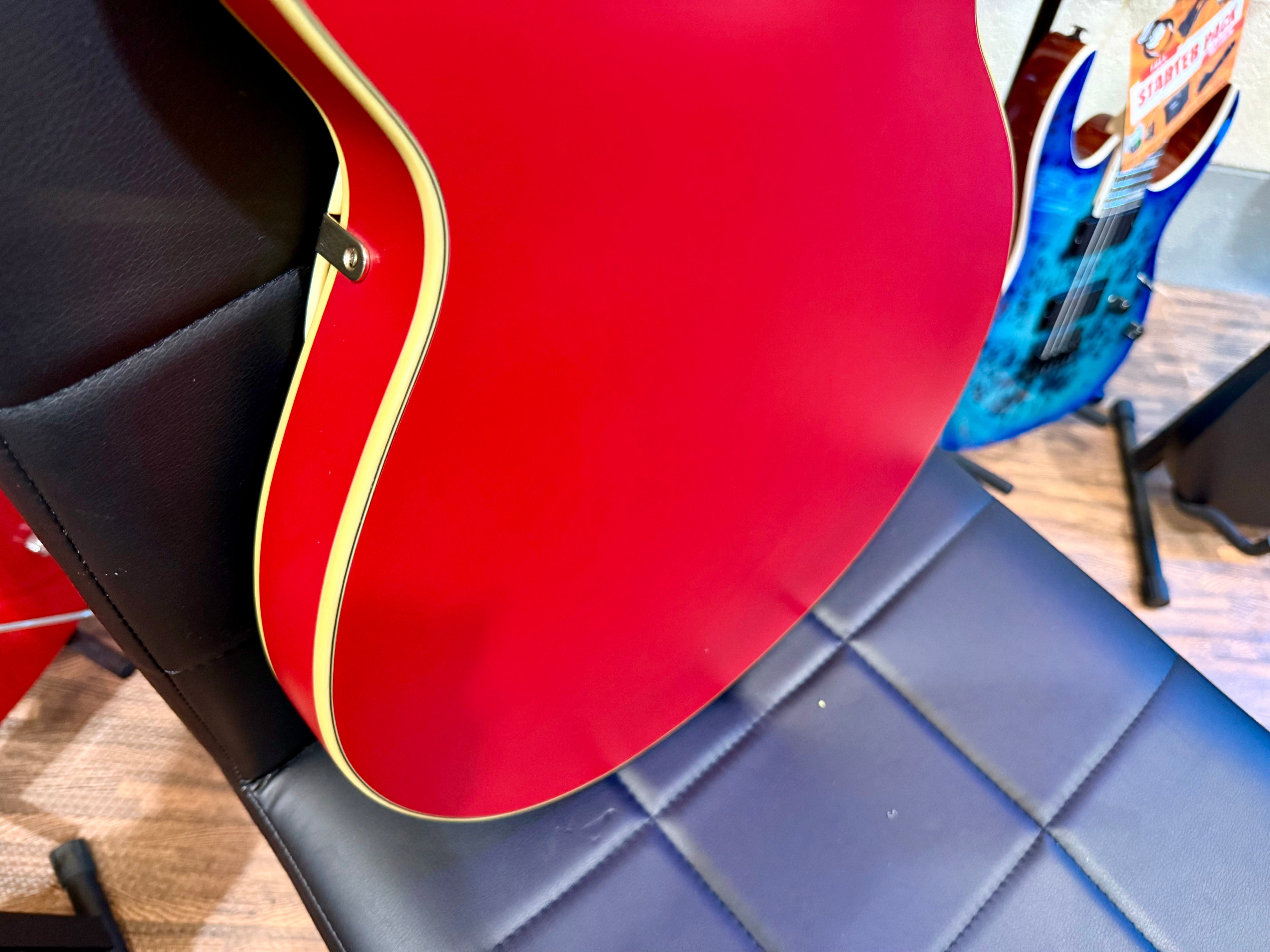 🌟2022 EX-DEMO🌟 Ibanez AMH90-CRF Artcore Expressionist~ Cherry Red Flat~ MINT!