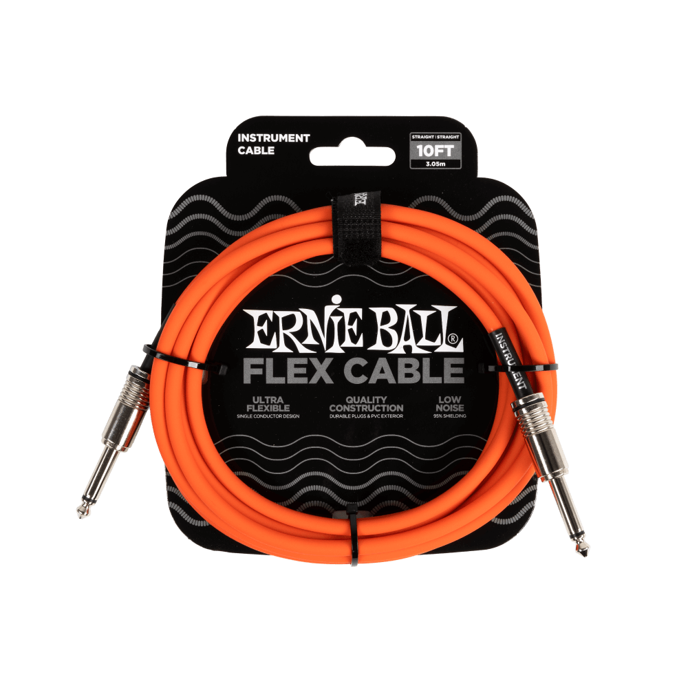 Ernie Ball Flex Instrument Cable- Straight/Straight 10ft- Orange