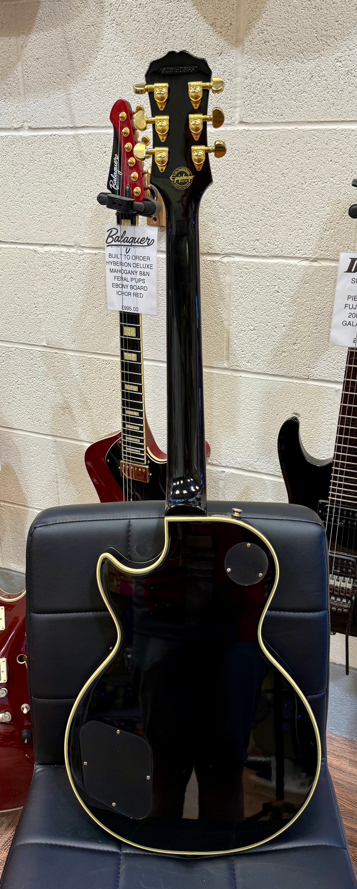 π₯2016π₯ Epiphone Les Paul Custom Pro~ Ebony/Black & Gold~ Coil Tap~Ex Condition
