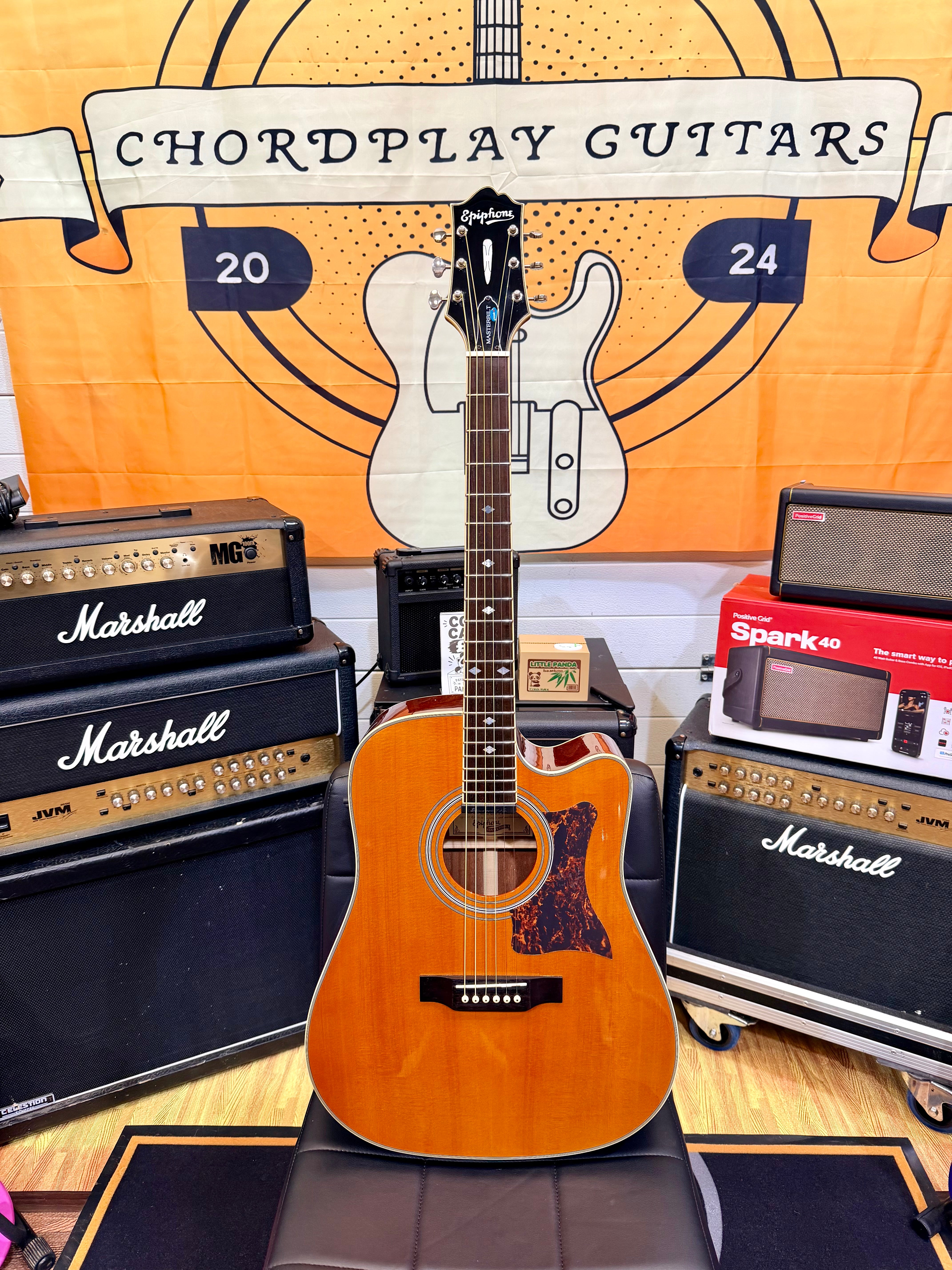 π2013π Epiphone Masterbilt DR-500MCE Electro Acoustic Guitar All Solid~ Natural