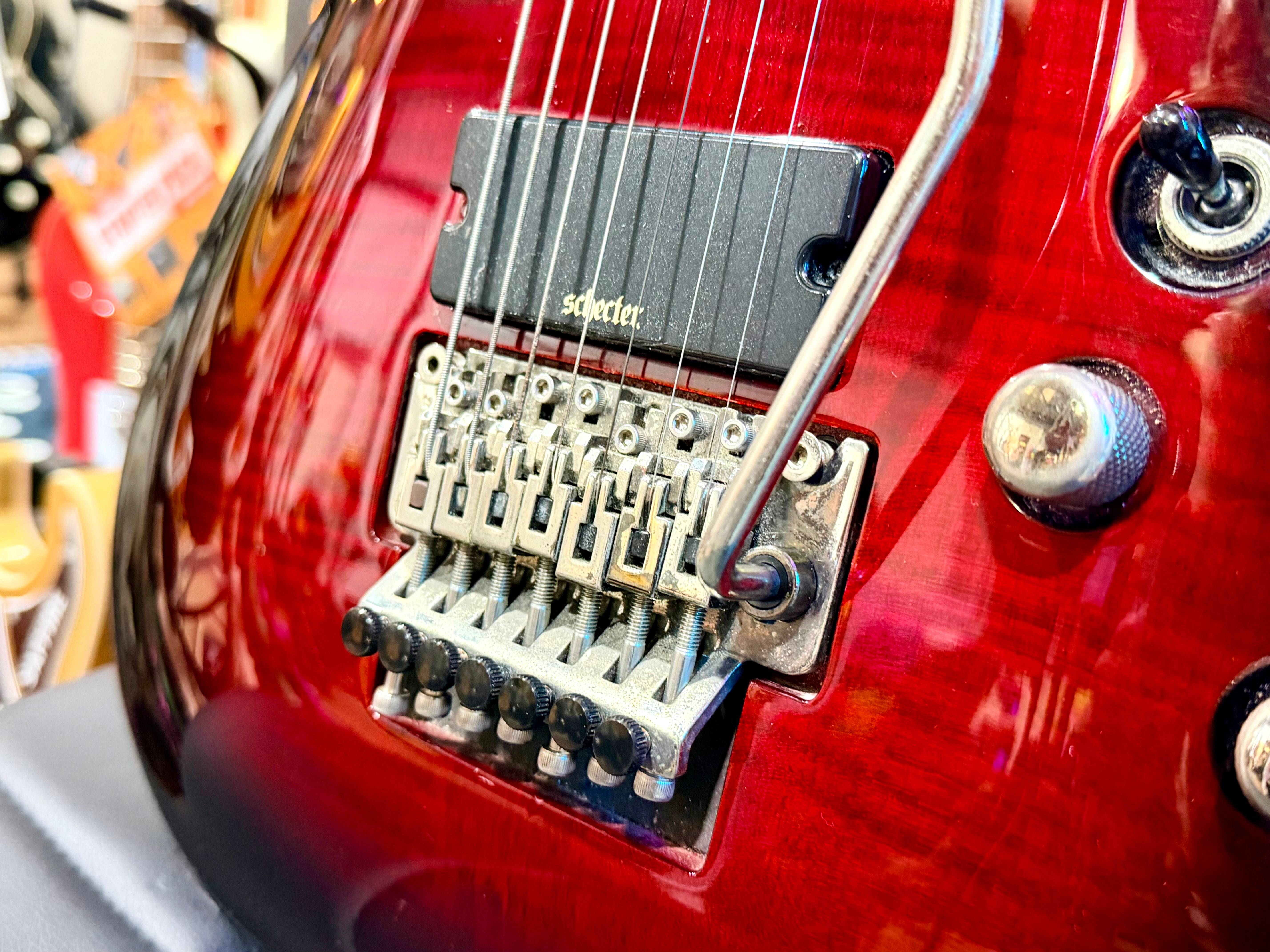 🔥7-STRING🔥 Schecter Demon-7 FR In Crimson Red Burst~ Floyd Rose~ Active~ 2017!