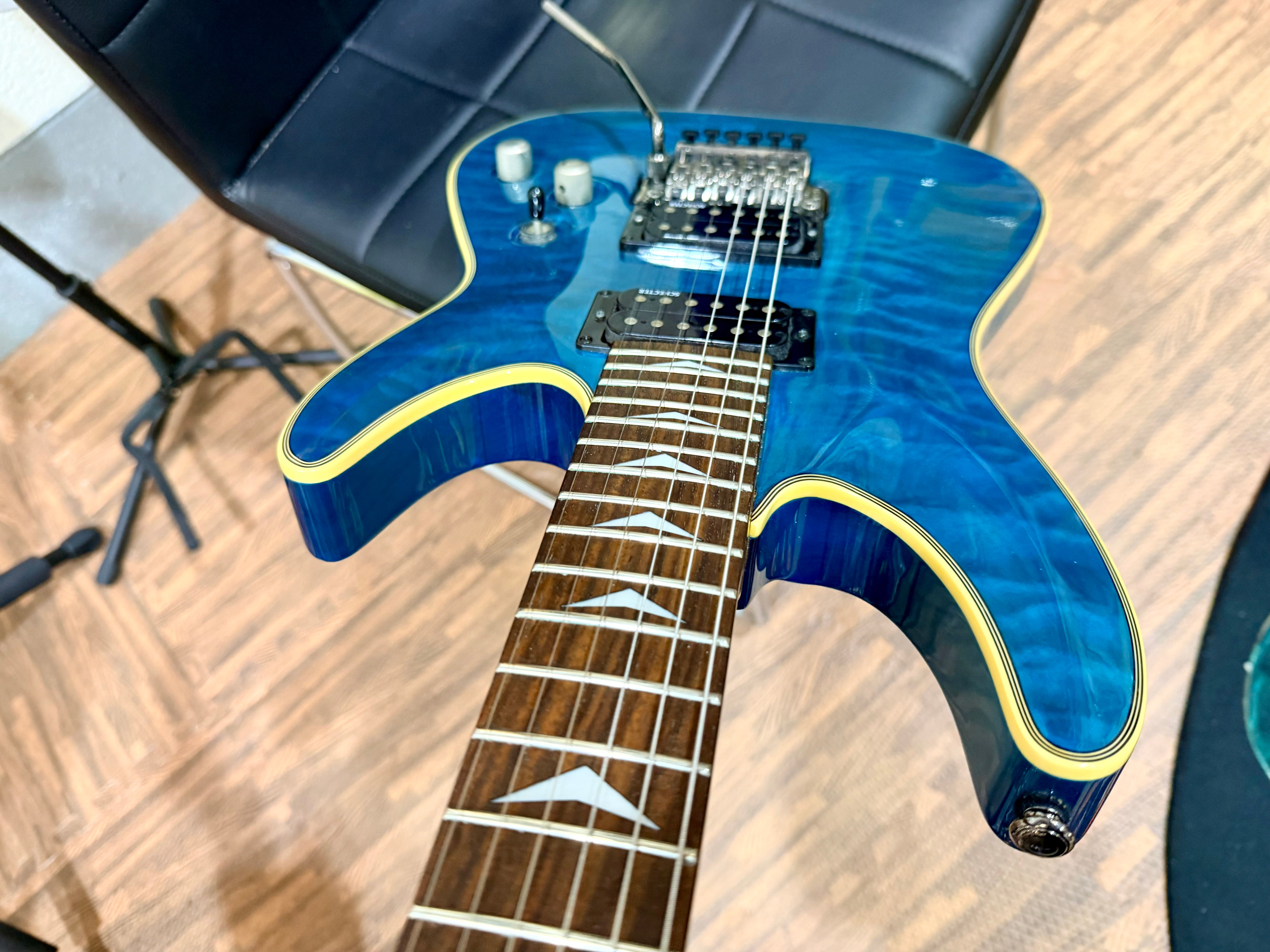 π₯2009π₯ Schecter Omen Extreme 6 FR~ Ocean Blue Burst~ Floyd Rose Model!