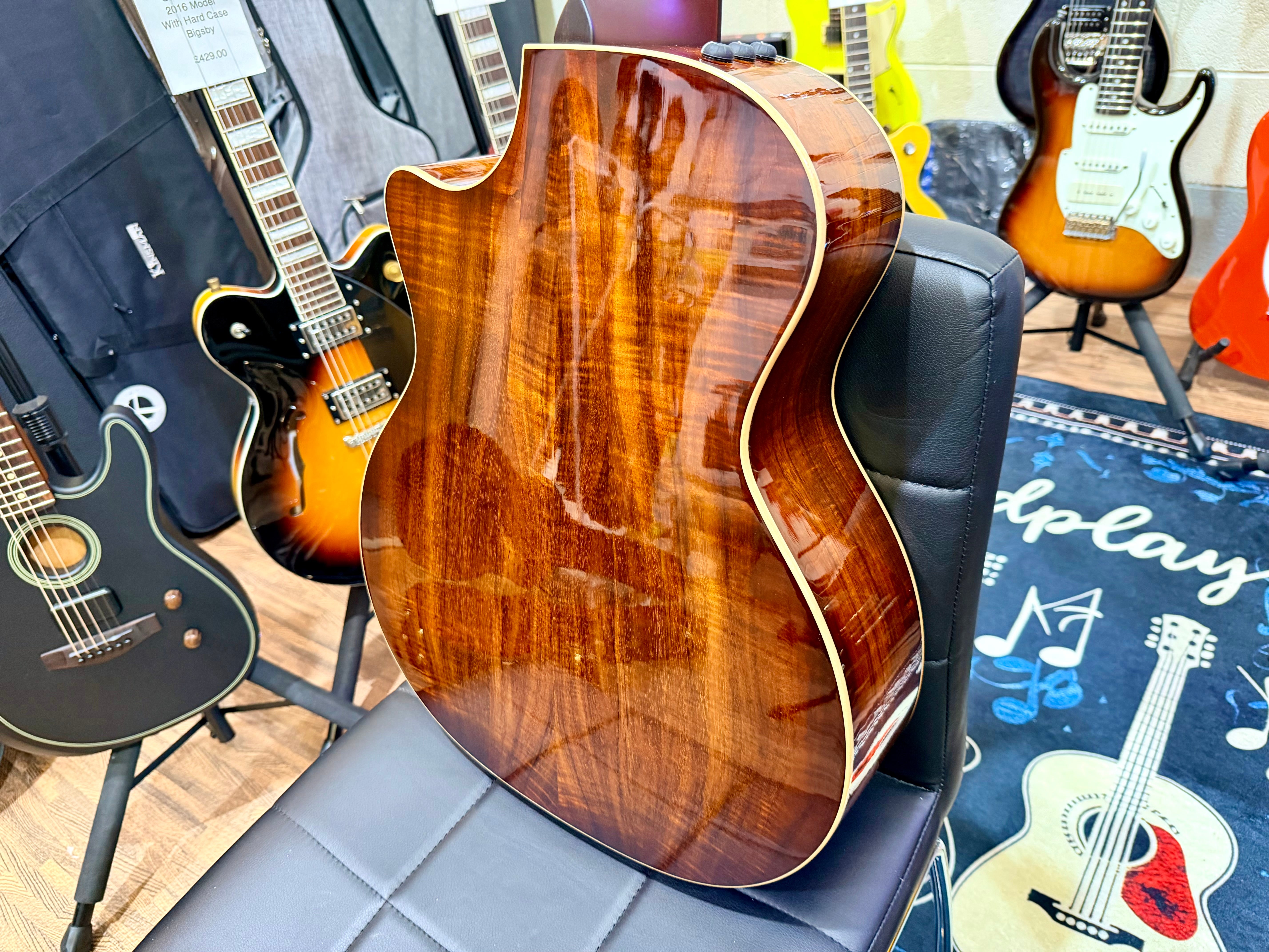 🔥HAWAIIAN KOA🔥 2022 Taylor K24ce~ V-Class~ Shaded Edgeburst~ USA + Hard Case!