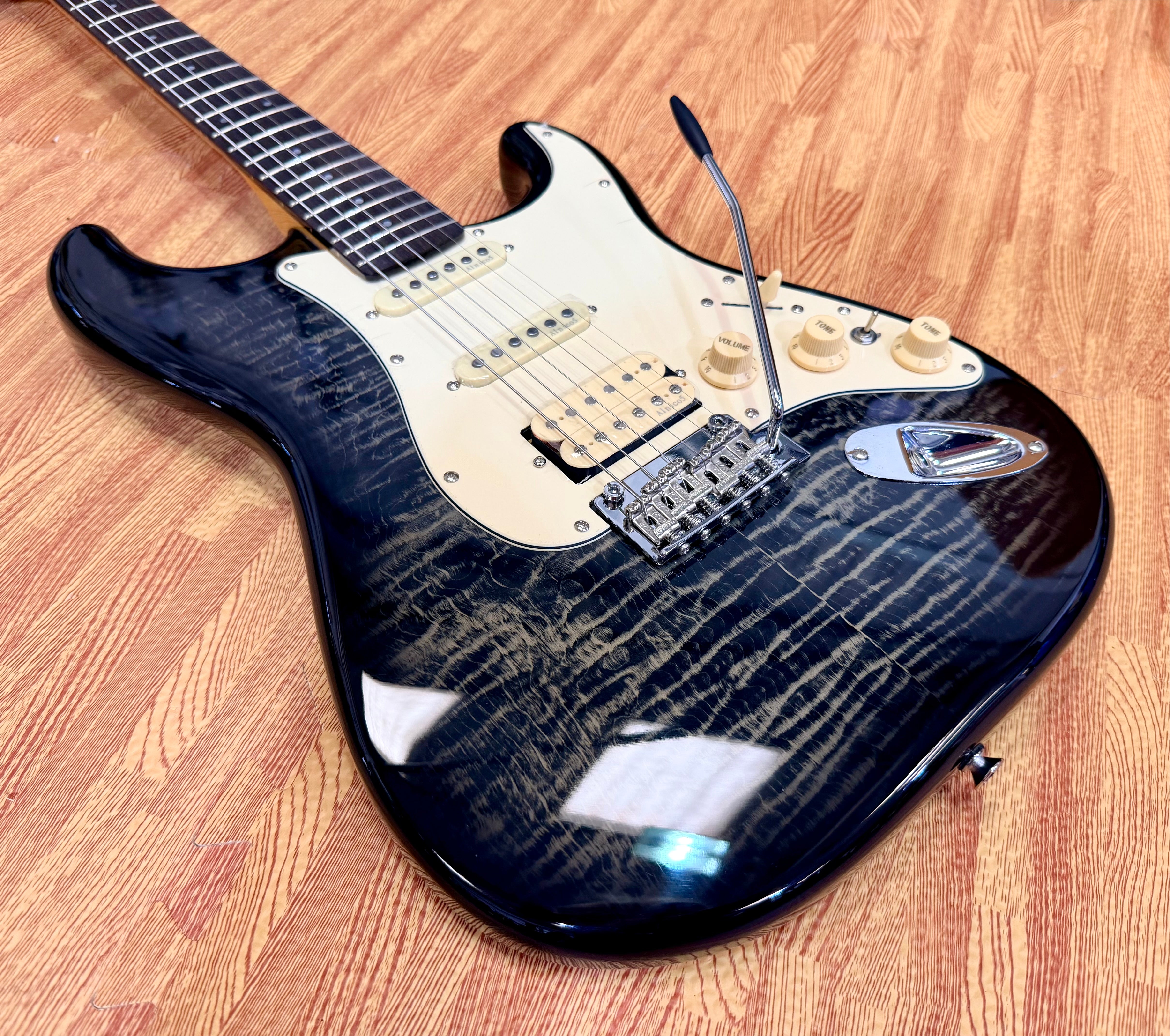 🔥NEW🔥 Prodipe ST93 Trans Black HSS Electric Guitar~ Flamed Maple~ Alder Body!
