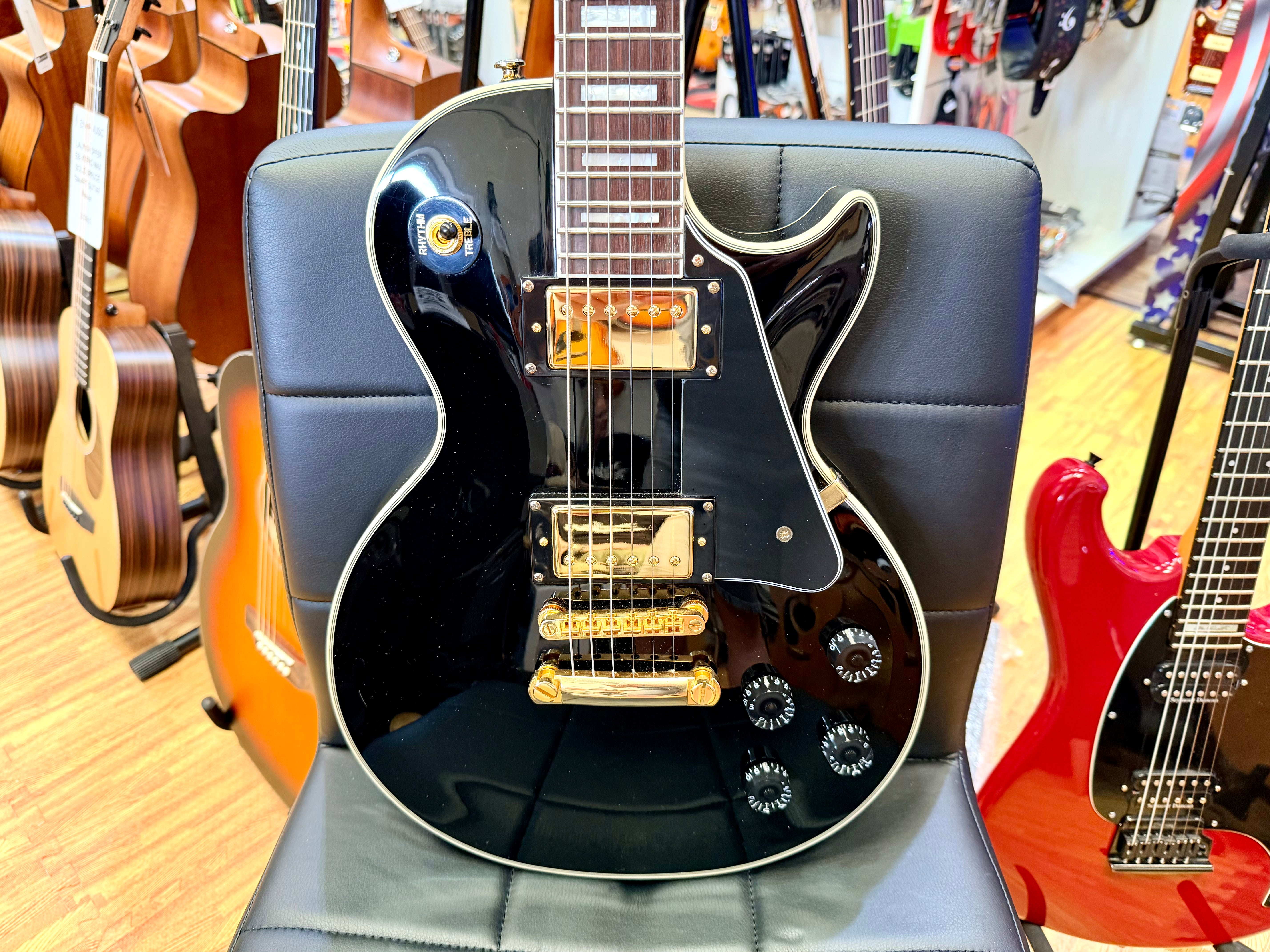 ✨2003✨ Epiphone Les Paul Custom~ Ebony~ Unsung Korea~ Black & Gold~ Cherished!