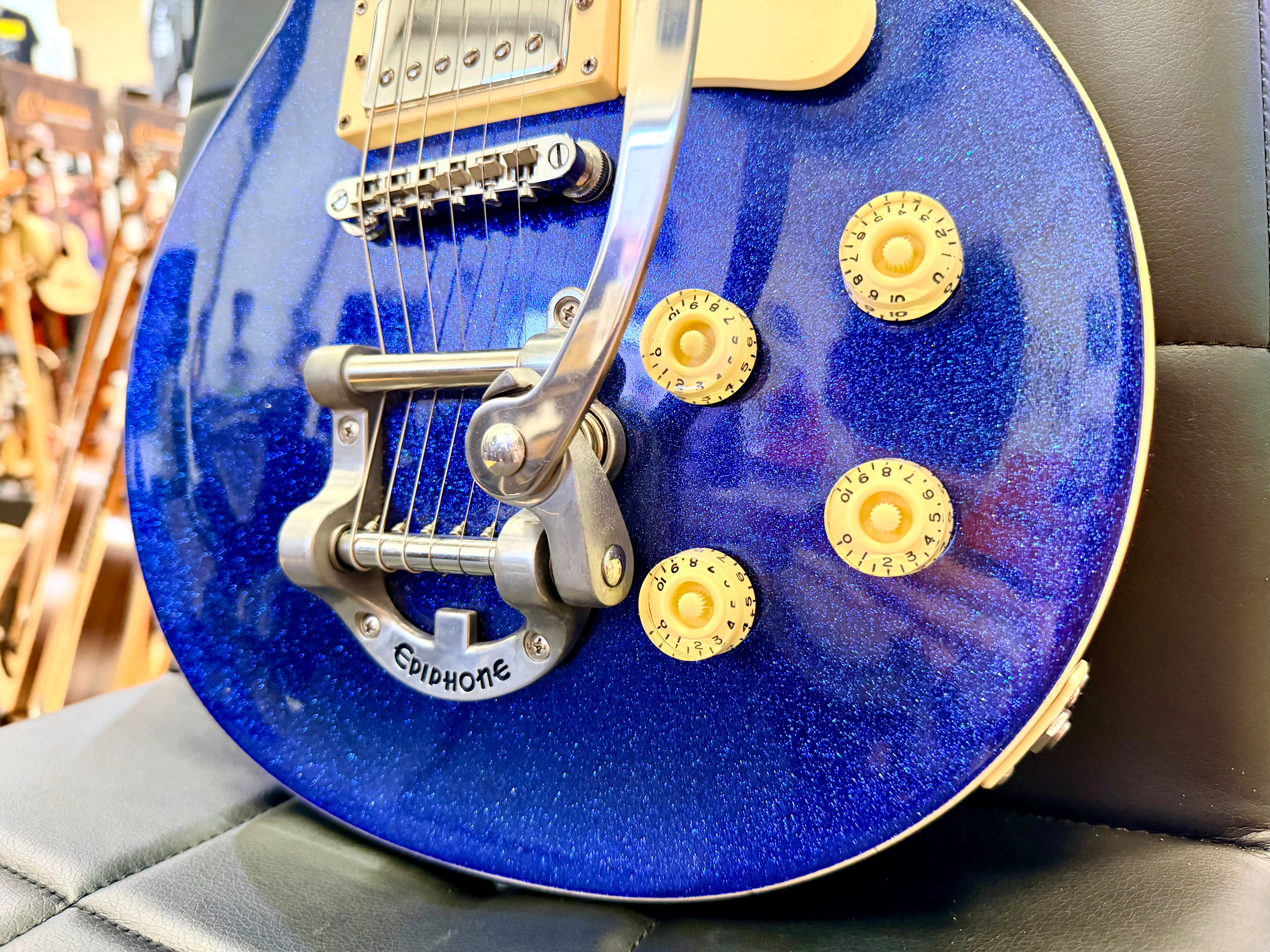 ✨RARE✨ 1997 Epiphone Les Paul~ Limited Edition Blue Sparkle~ Korea Bigsby Trem!