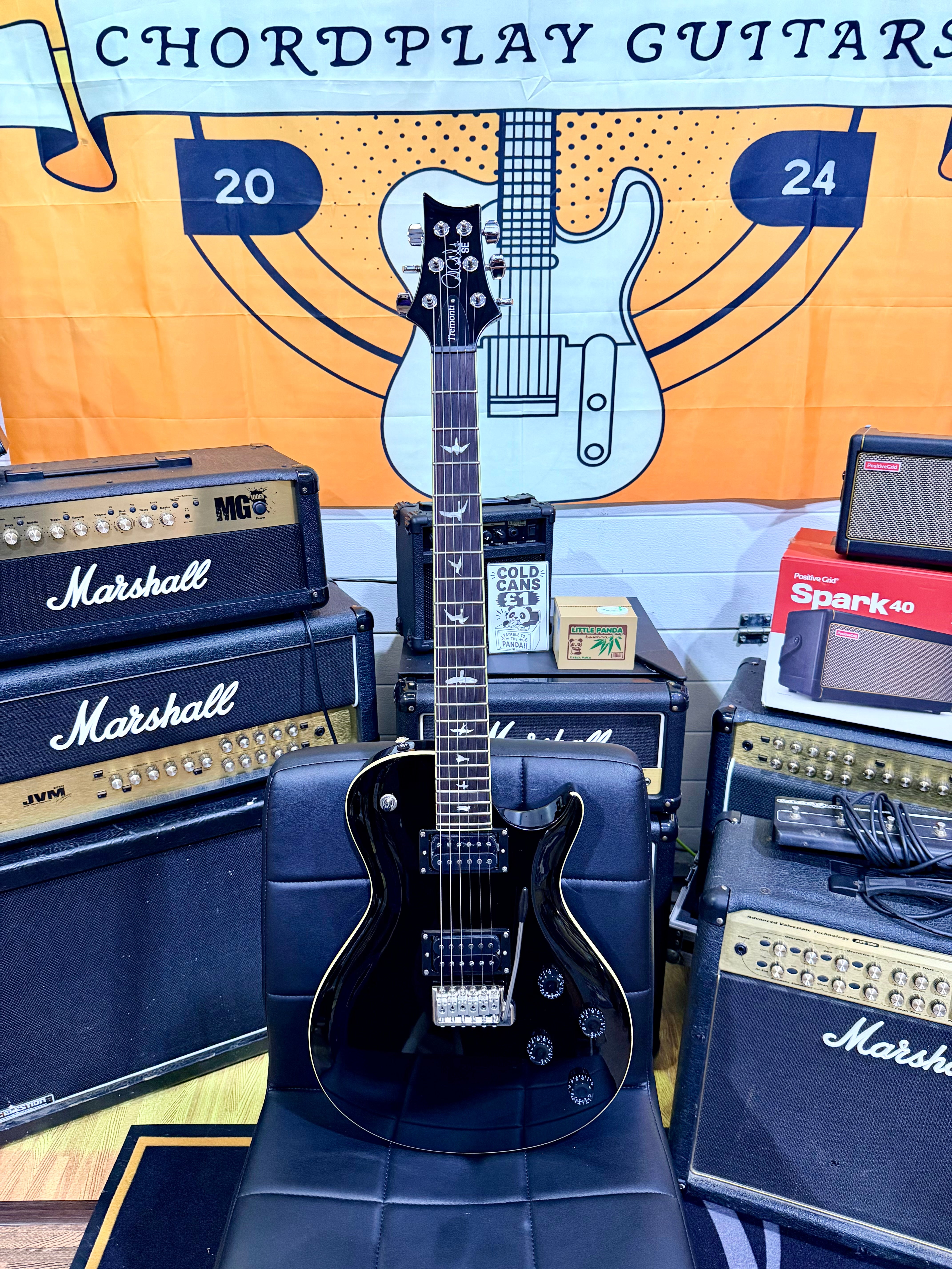 🔥MINT🔥 2021 PRS SE Mark Tremonti Standard Piano Black Tremolo + PRS Gig Bag!