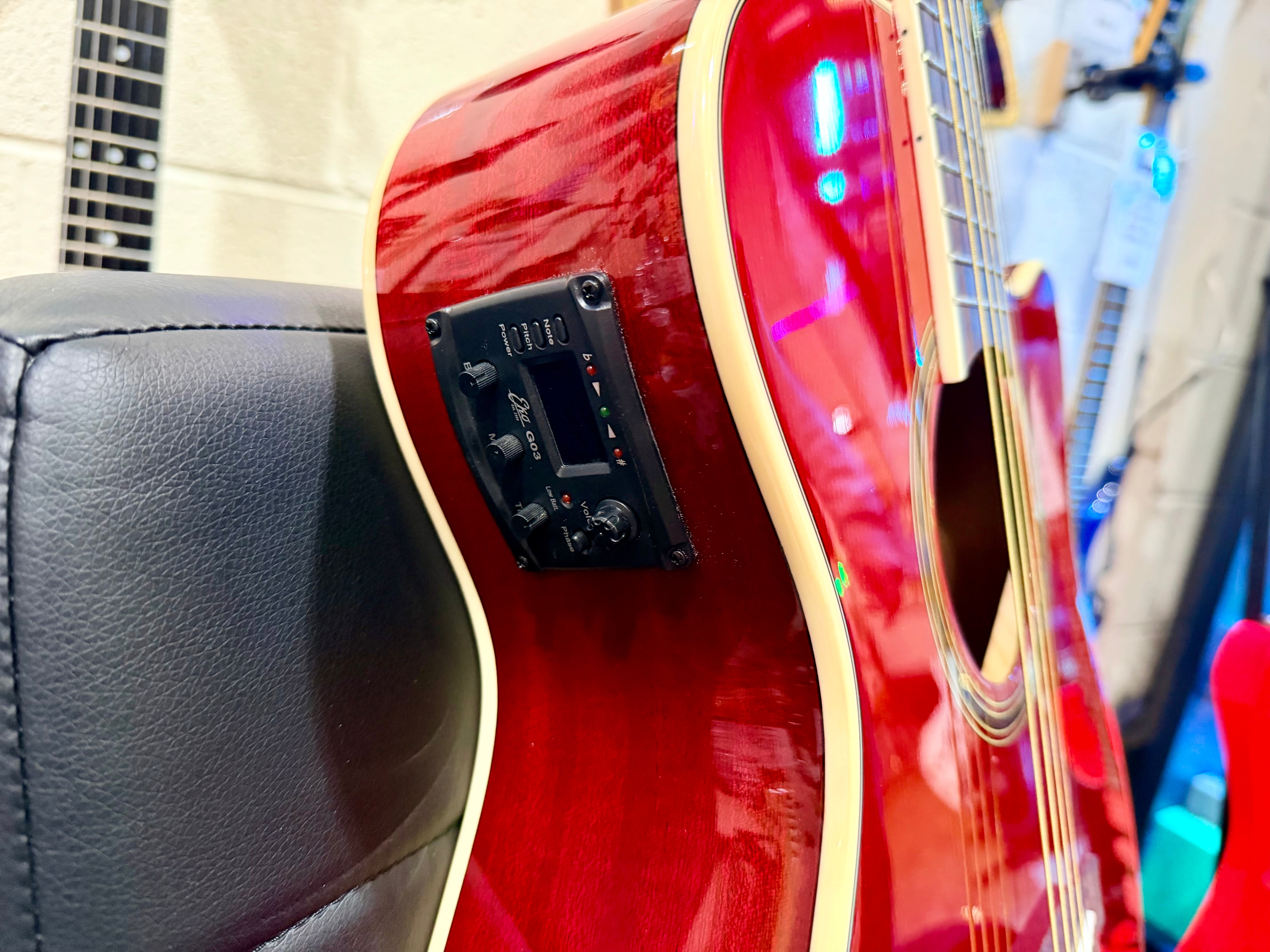 🔥NEW 2026🔥 Eko NXT A100CE Electro-Acoustic Guitar~ See Through Red~ LATEST MODEL