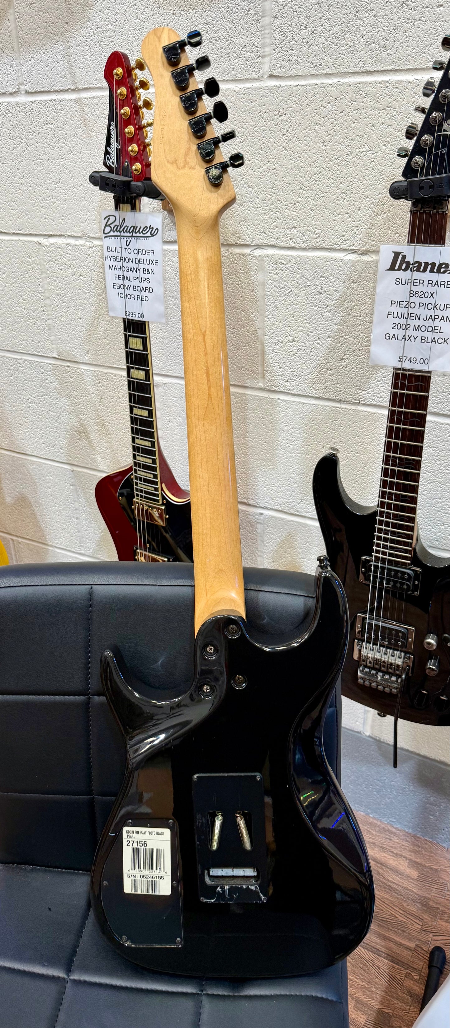 🔥VERY RARE🔥 Godin Freeway Floyd Superstrat Electric Guitar~ Black Pearl~ Case!