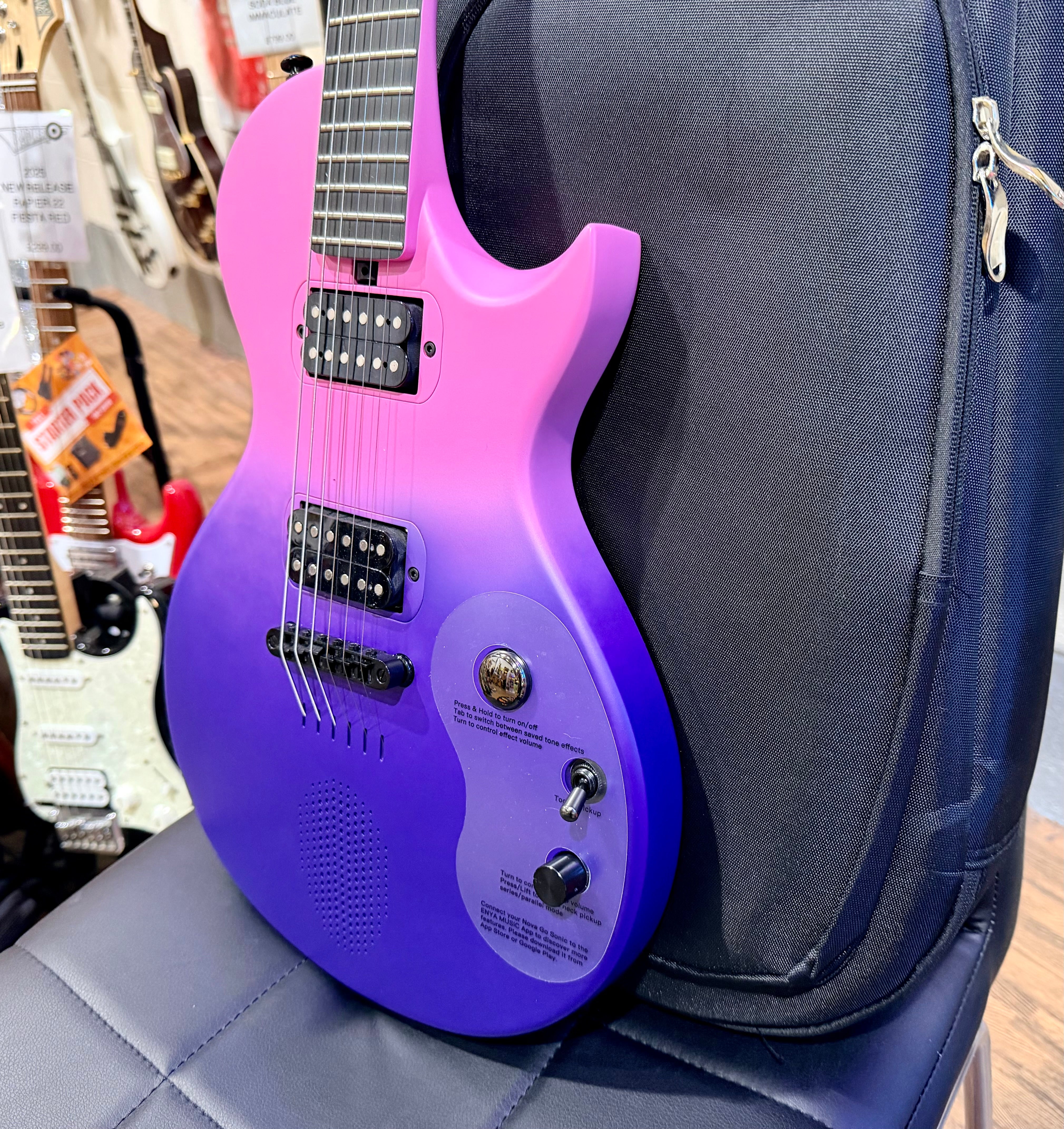 🔥 Enya Nova Go Sonic~ Cosmic Purple~ Smart Electric Guitar~Speaker & FX + Bag 🔥