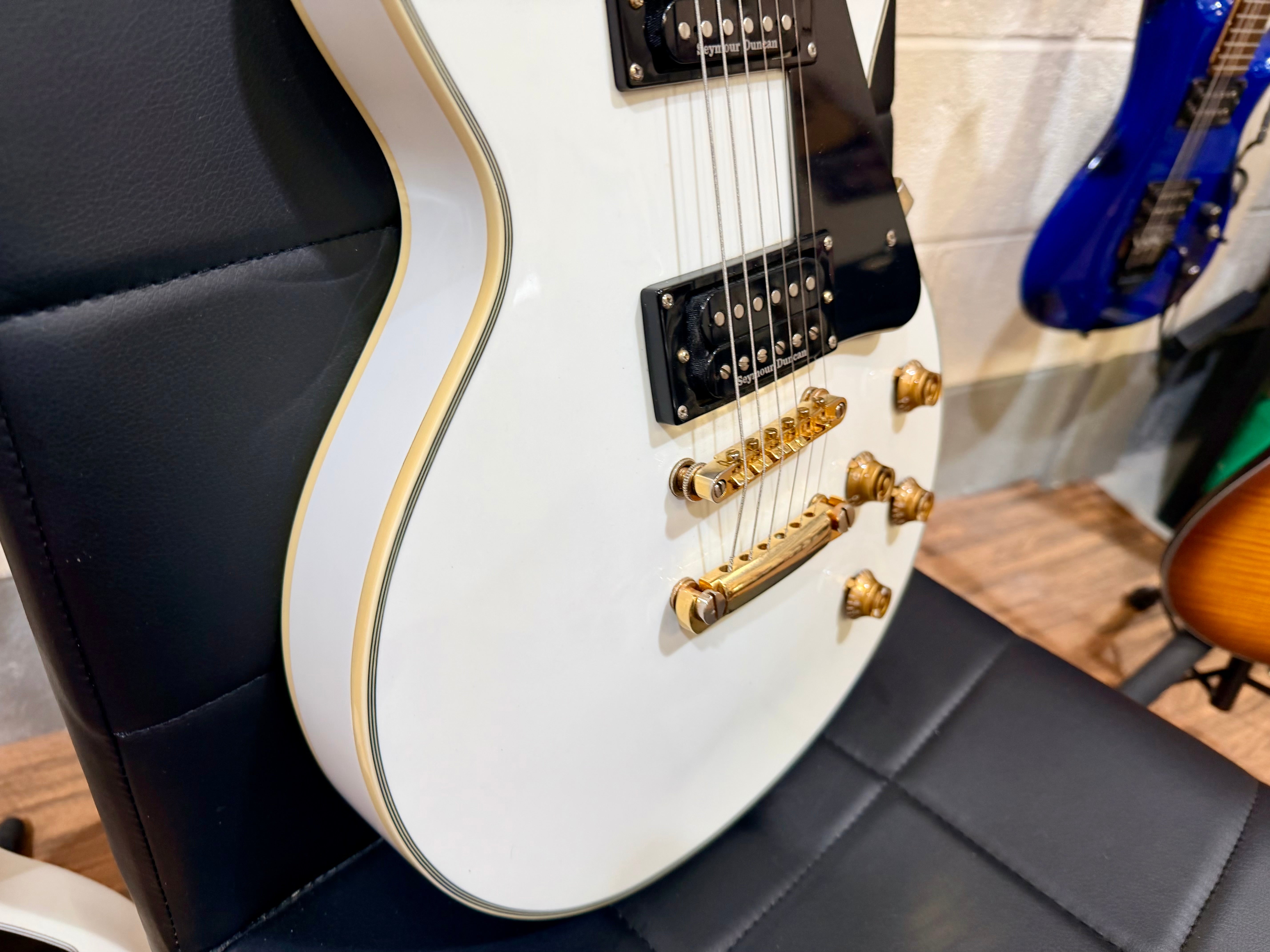🌟2001 KOREA🌟 Epiphone Les Paul Custom~ Alpine White~ Seymour Duncan + Case!