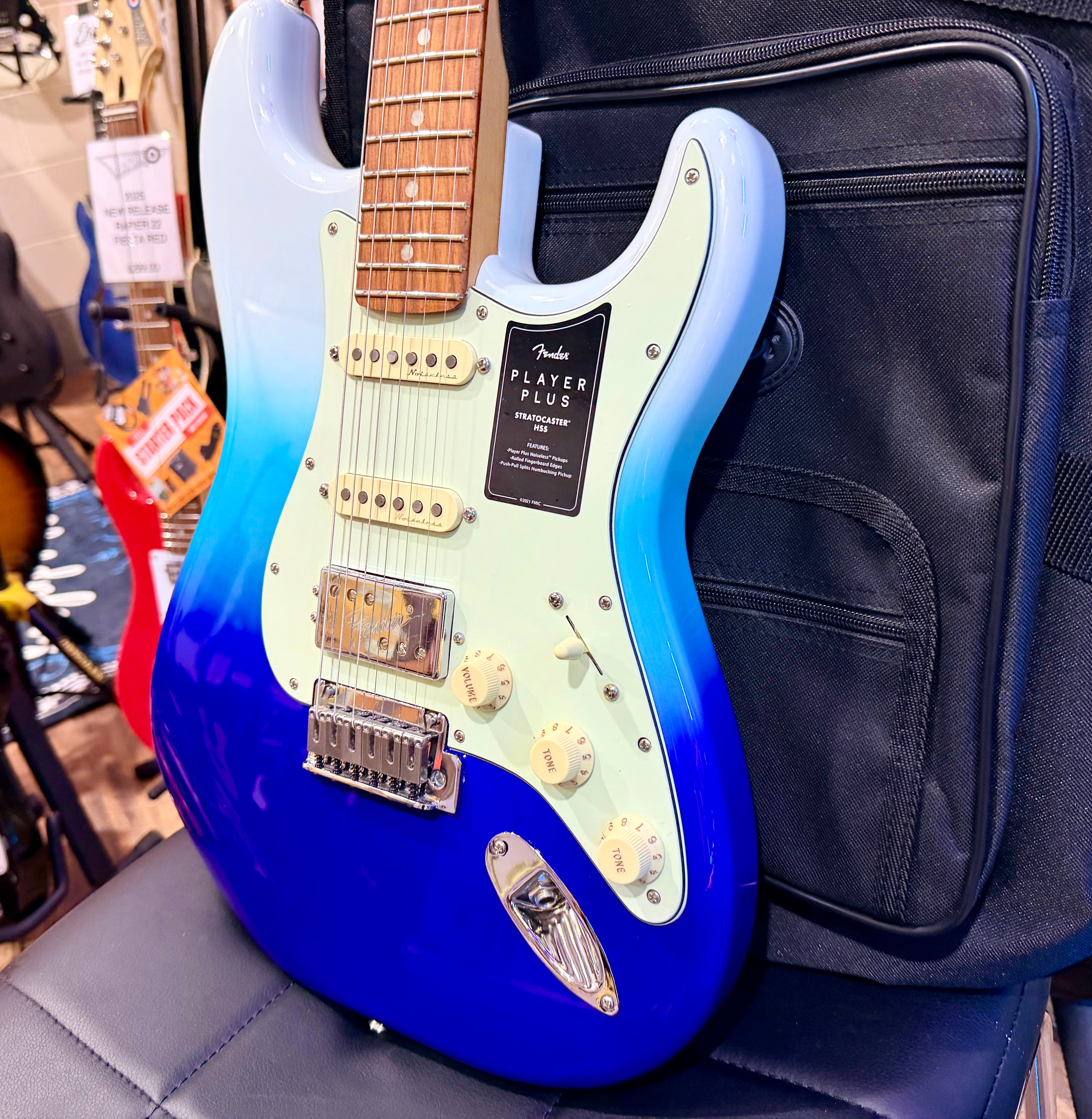 🌟NEW🌟 Fender Player Plus Stratocaster HSS~ Belair Blue Fade~ Mexican Strat!