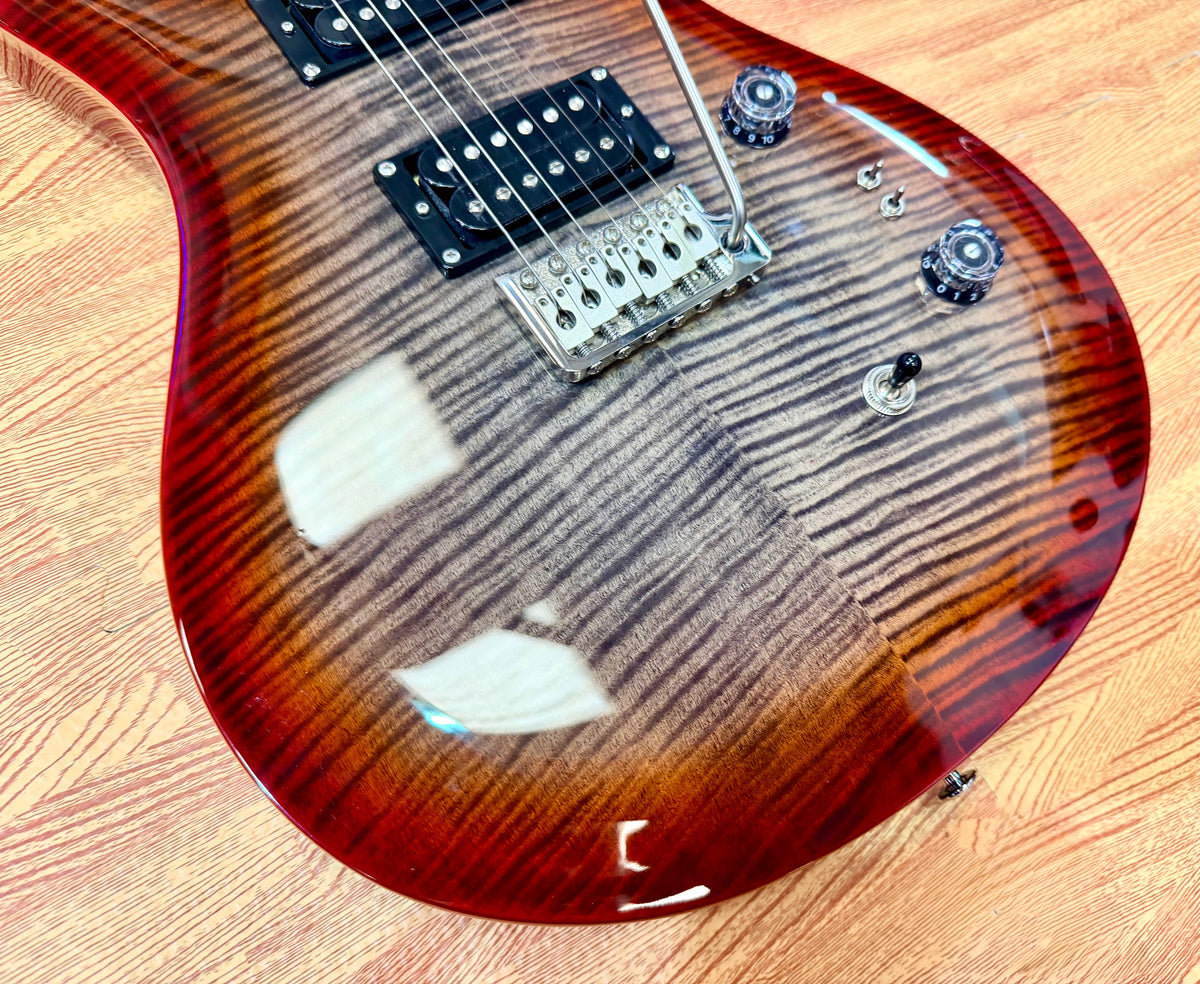 π2024π PRS SE Custom 24-08 Charcoal Red Burst~ Locking Tuners & Gig Bag!