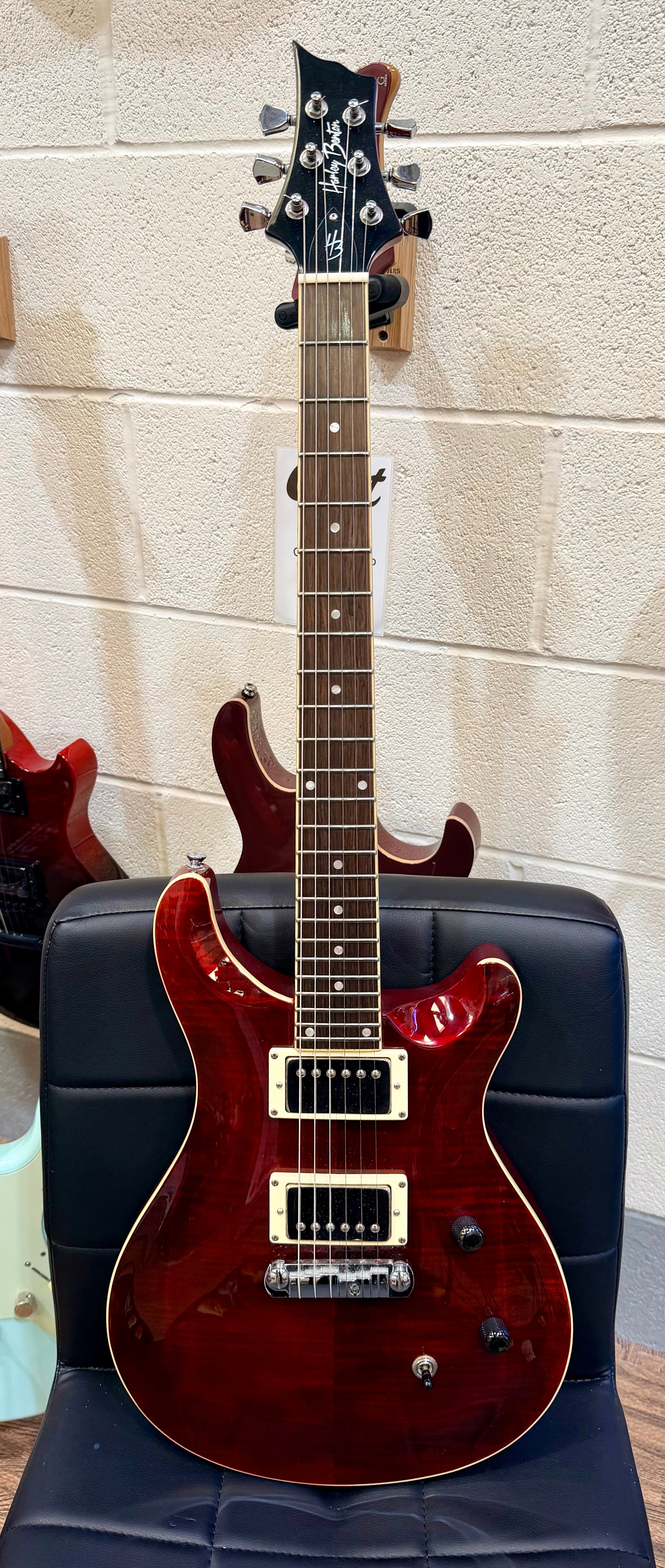 🔥UPGRADED🔥 Harley Benton CST-24 Deluxe~ Black Cherry Flame~ Bare Knuckle P’ups