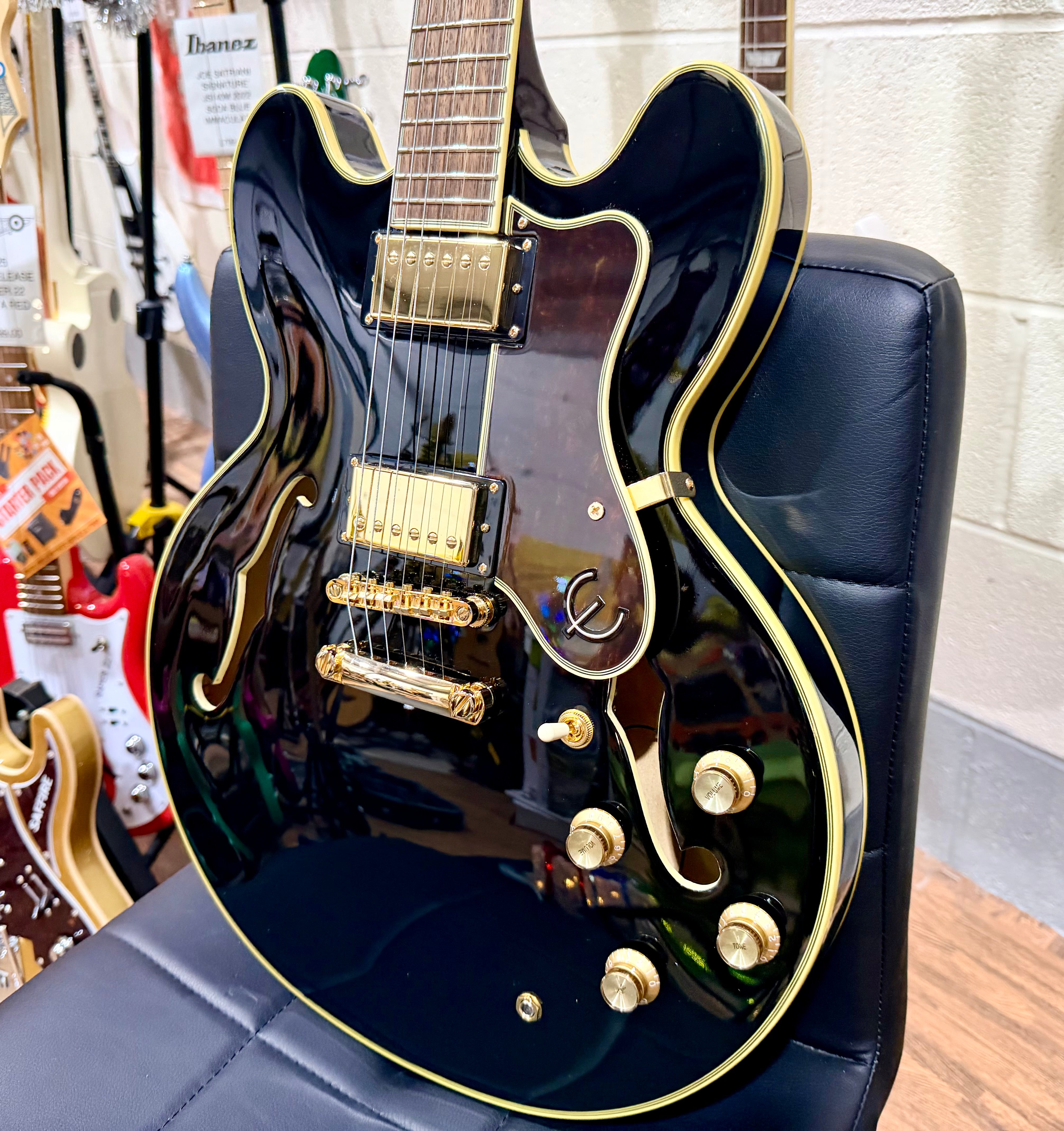 🌟MINT 2021🌟 Epiphone Sheraton II Pro Hollowbody~ Ebony Black + Hard Case!