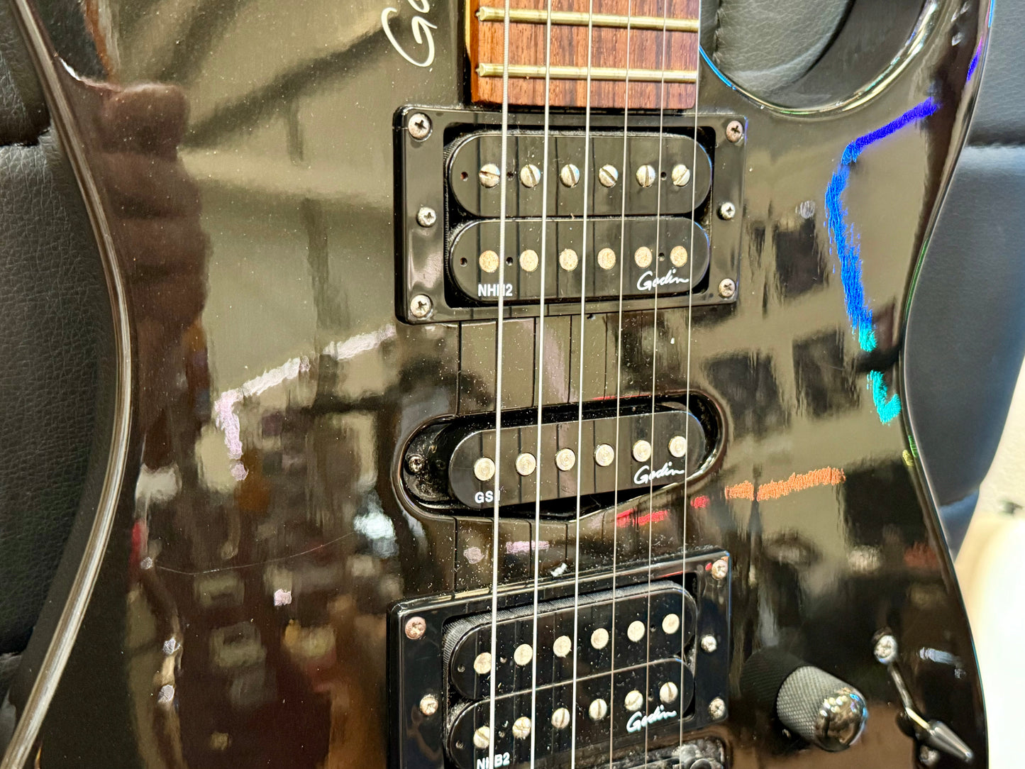 🔥VERY RARE🔥 Godin Freeway Floyd Superstrat Electric Guitar~ Black Pearl~ Case!