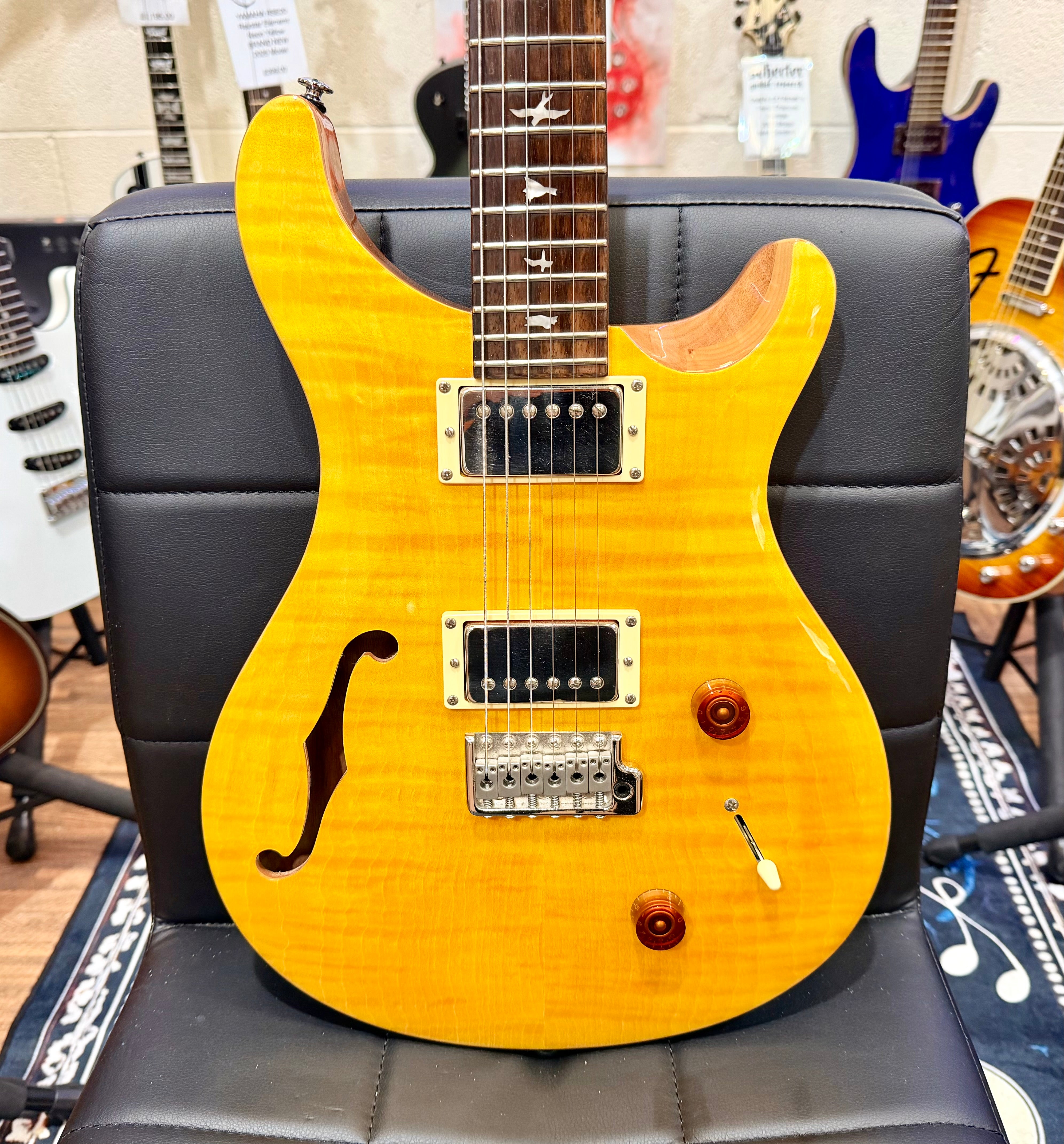 ☀️2023☀️ PRS SE Custom 22 Semi-Hollow in Santana Yellow~ Bare Knuckle Pickups!