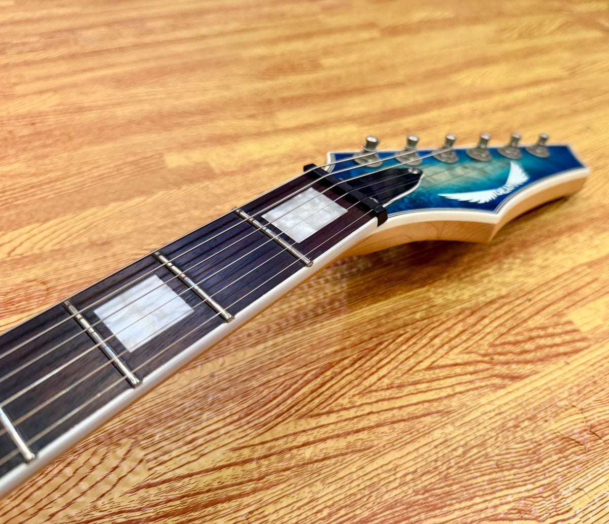 🔥2021🔥 Dean Exile Select 6 Hardtail~ Turquoise Burst Poplar Burl~ EMG Active!