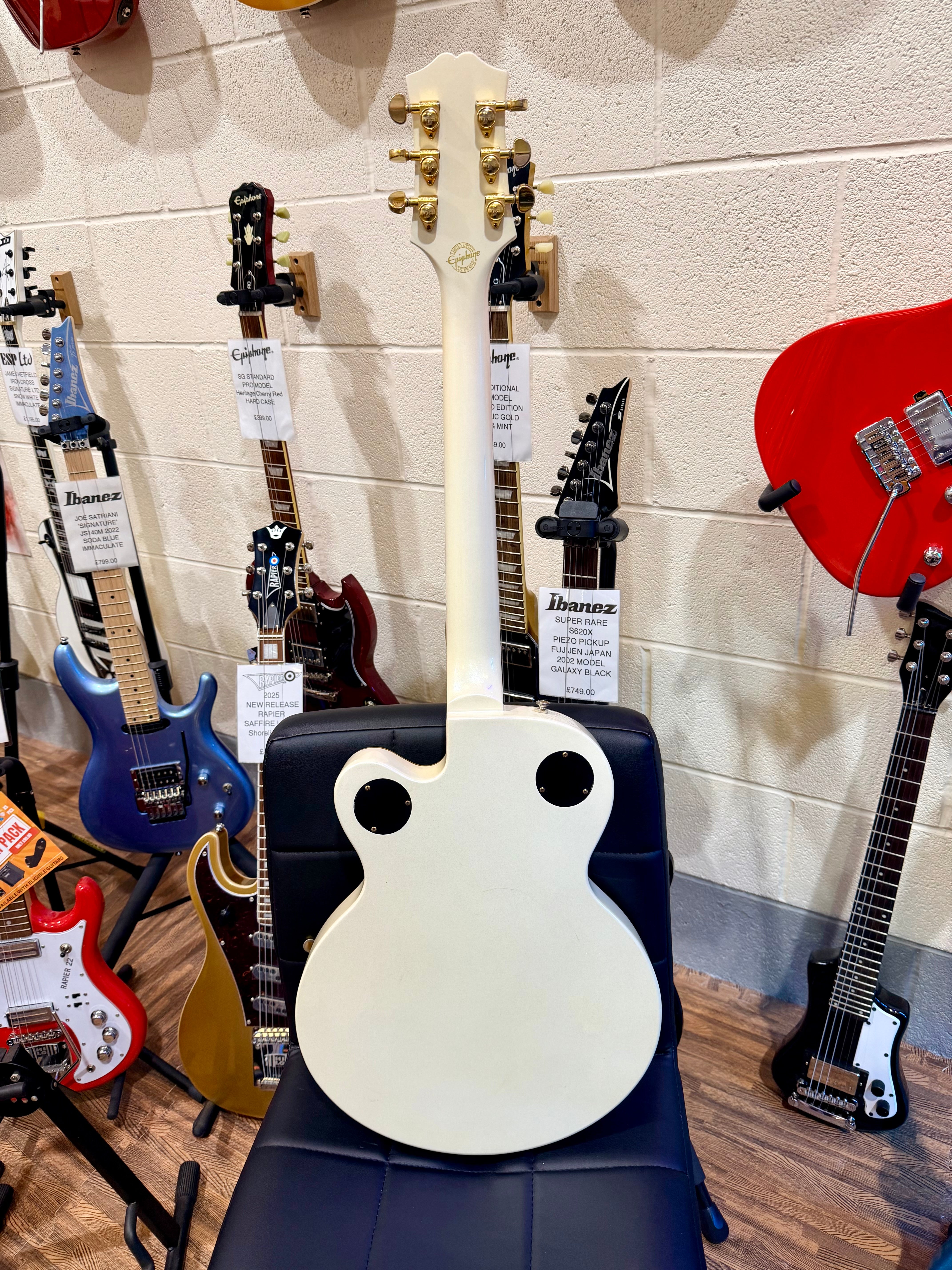 π2015π Epiphone Wildkat Royale~ Custom Shop Ltd Ed~ Pearl White~ Semi-Hollow!