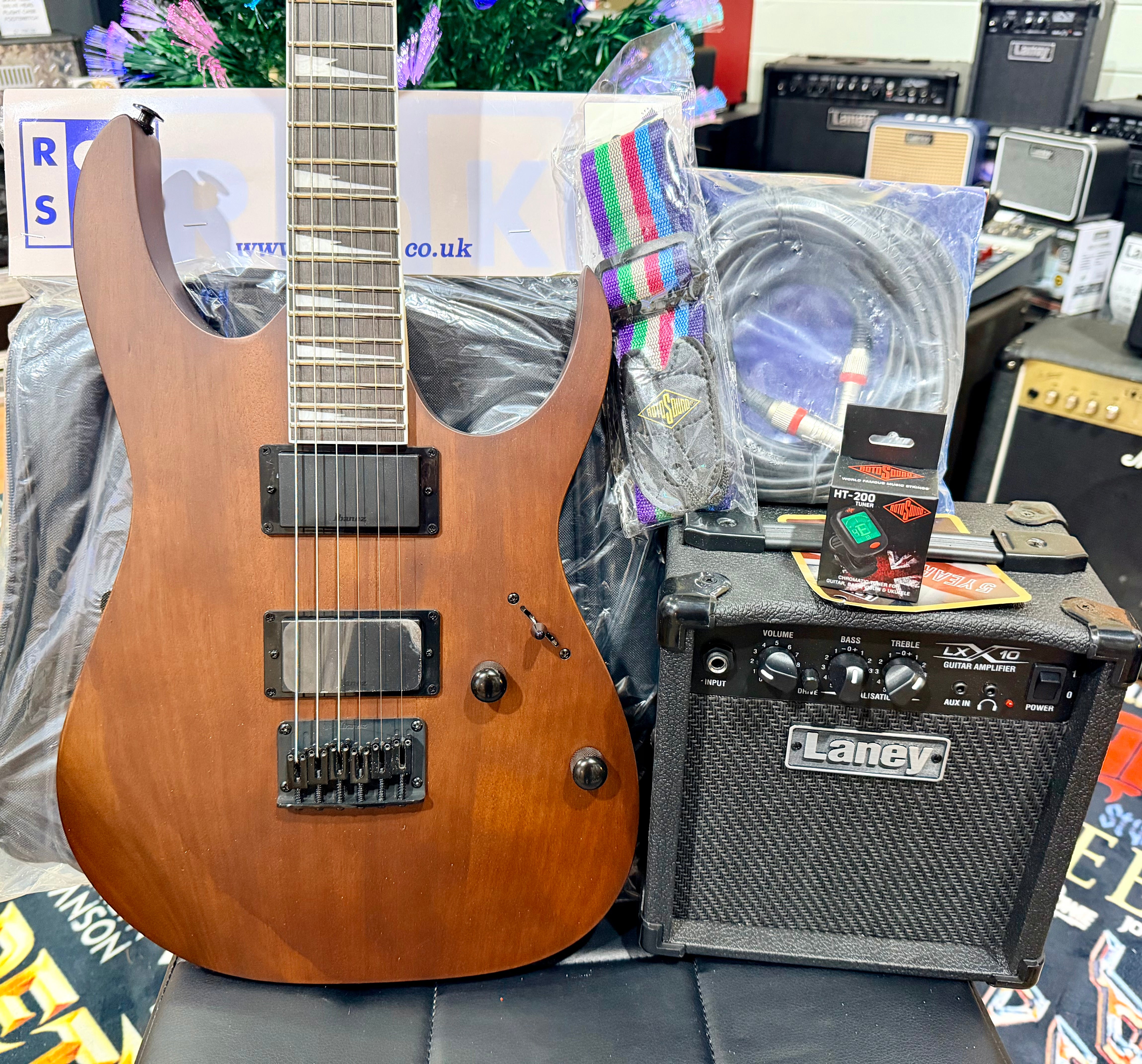 ๐ ELECTRIC GUITAR STARTER PACK ๐ Ibanez Gio GRG121DX~Walnut Flat~ Laney Amp, Bag ,Tuner