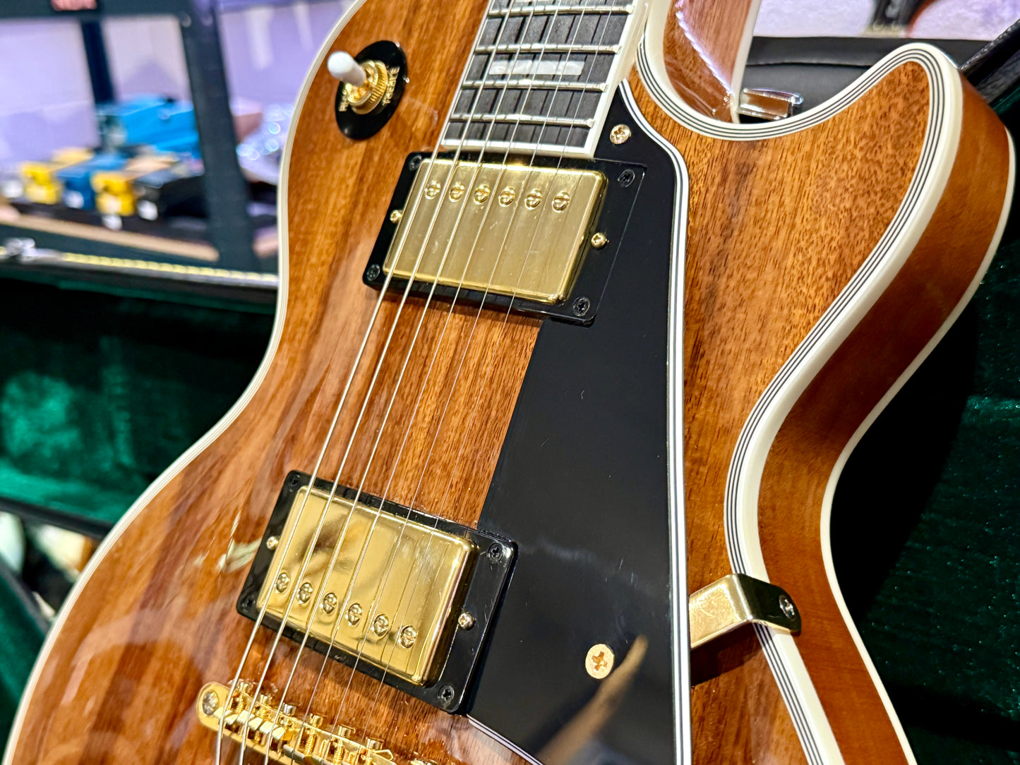 🔥MINT 2022🔥 Epiphone Les Paul Custom Koa Natural~ Gold Hardware~ Hard Case!