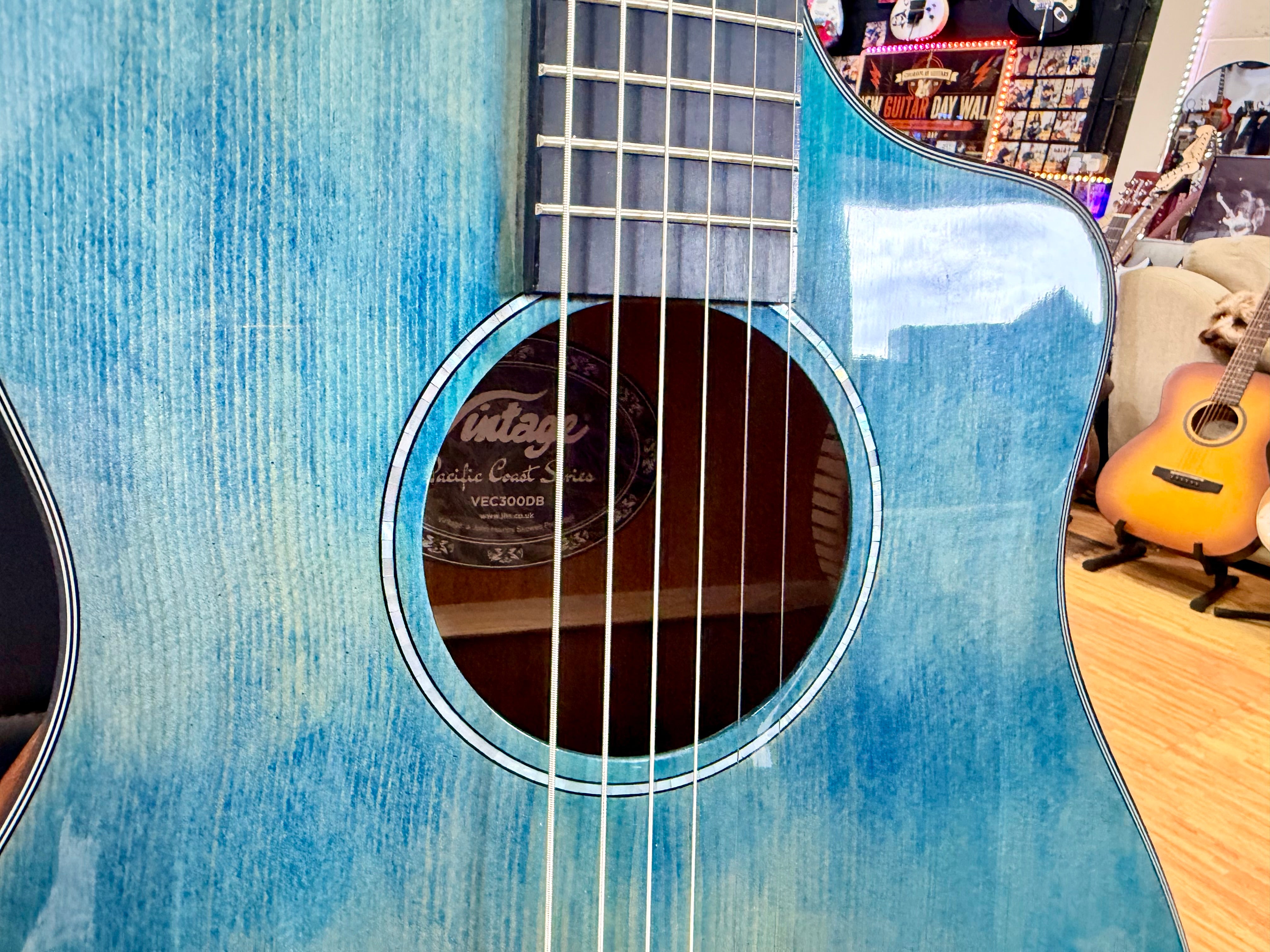 ✨NEW✨ Vintage Pacific Coast Series VEC300DB Electro-Acoustic Guitar~ Denim Blue