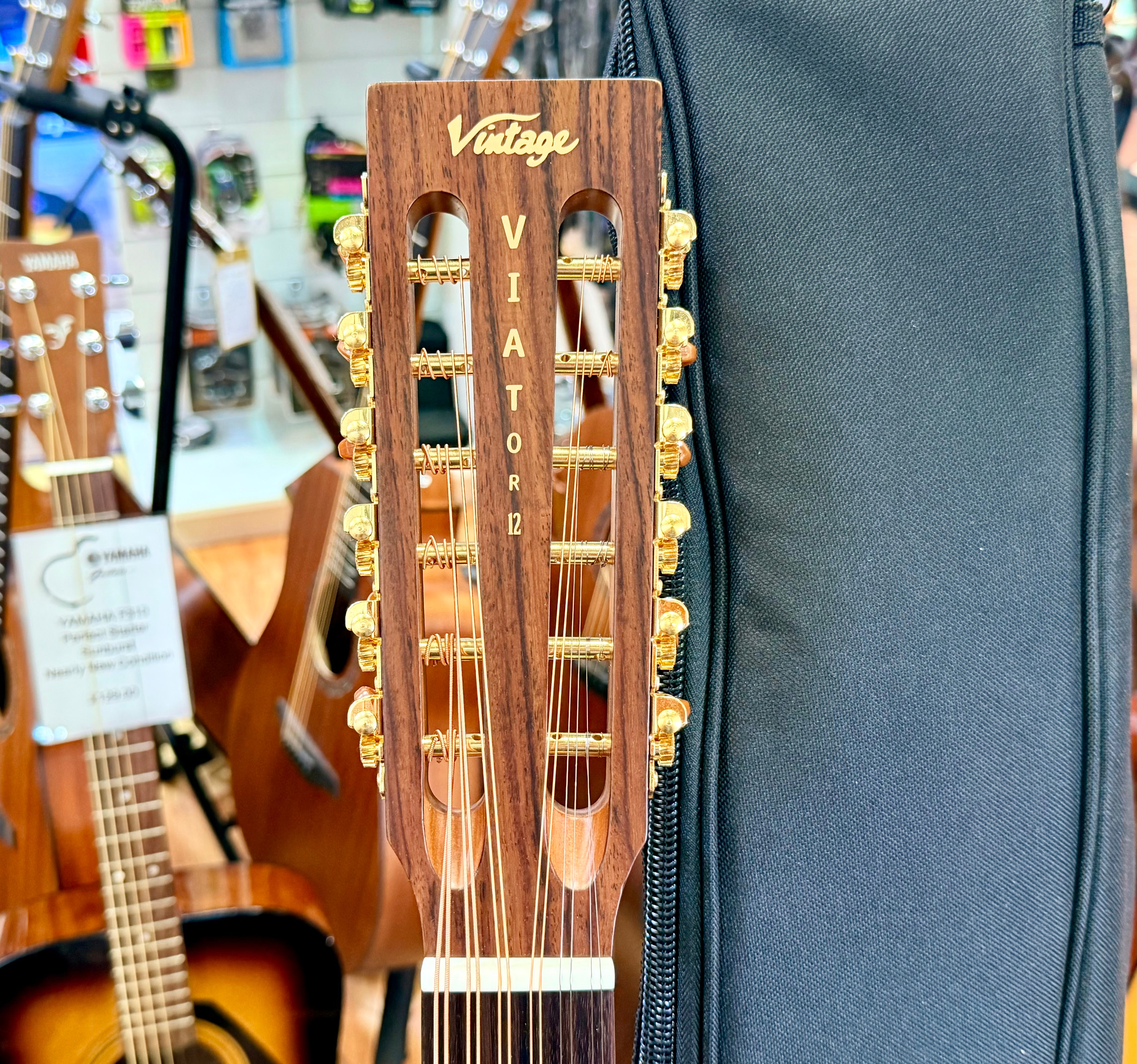 ✨NEW✨ Vintage Paul Brett Viator Electro Acoustic 12 String Travel Guitar + Bag