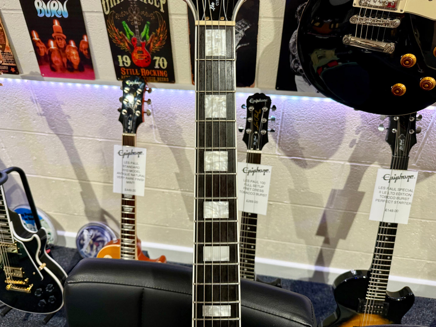 🔥MINT 2022🔥 Epiphone Les Paul Custom Koa Natural~ Gold Hardware~ Hard Case!