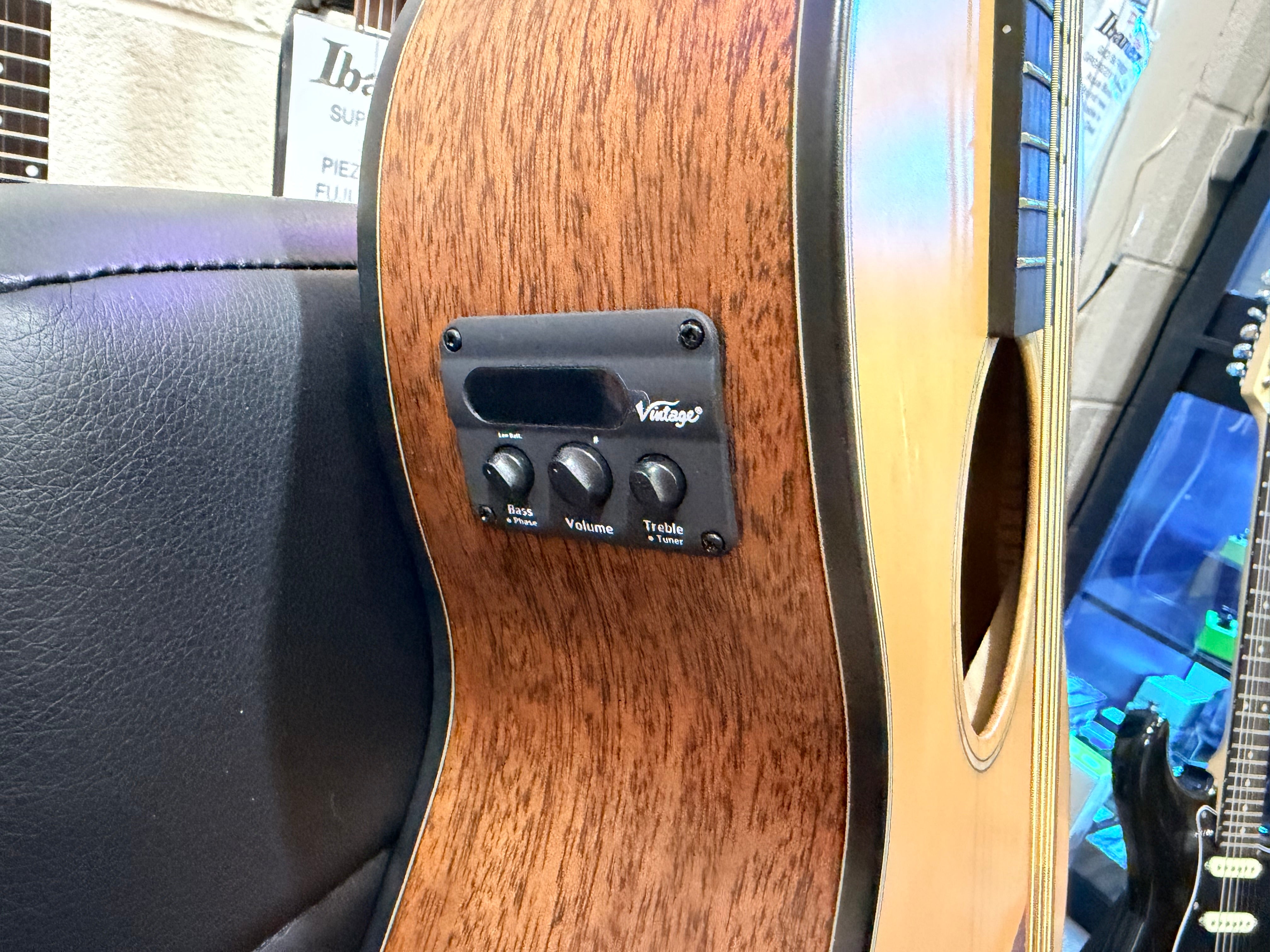 🌟NEW🌟 Vintage VE1800N Stage Series 'Parlour' Electro-Acoustic Guitar ~ Natural