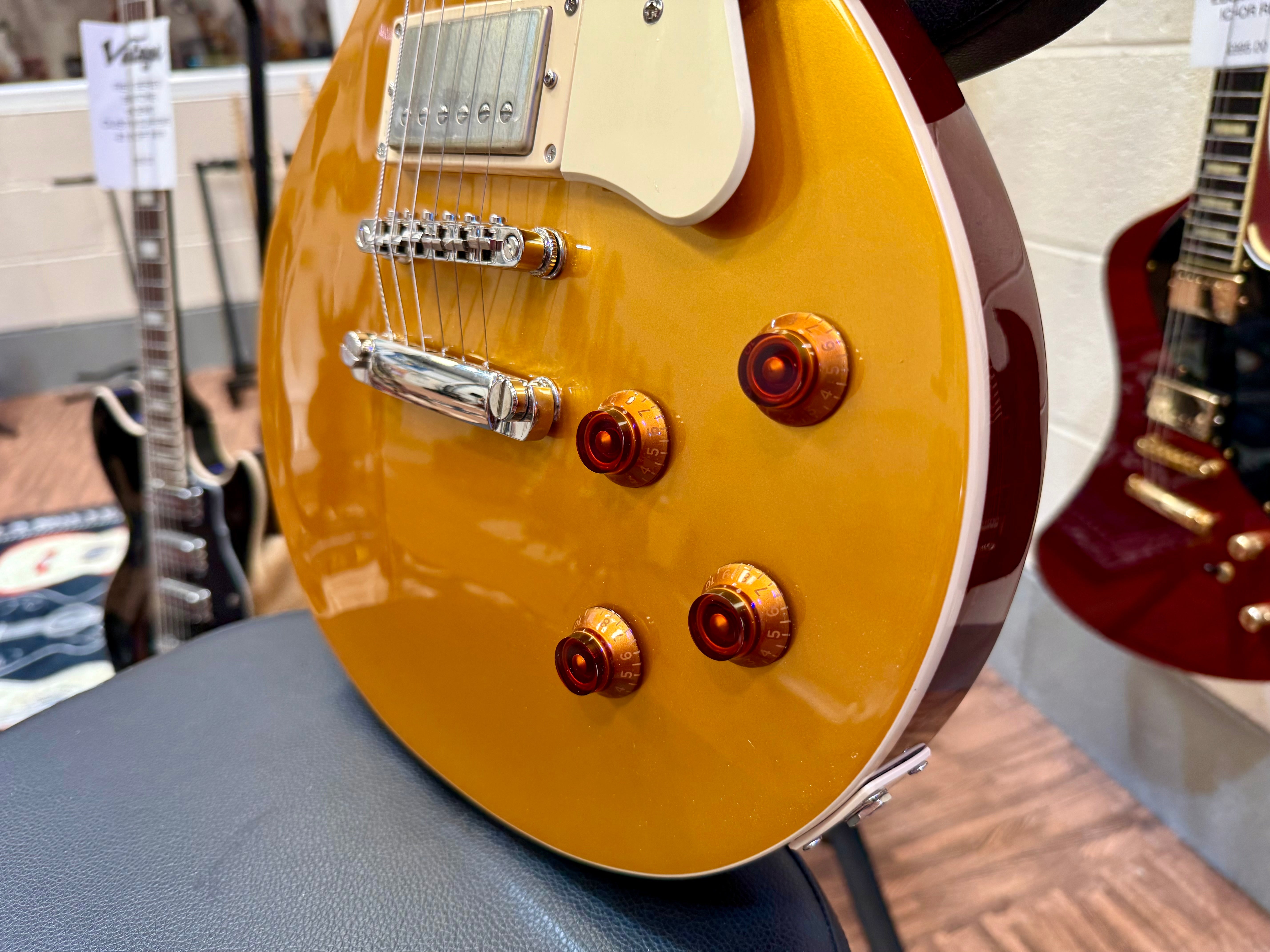 🌟NEW 2025🌟 Cort CR200 Gold Top Les Paul Cutaway Electric Guitar~ Classic Rock!