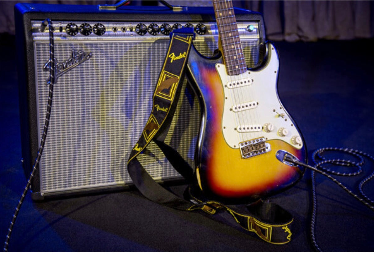 Fender Monogrammed Guitar Strap - Black/Yellow/Brown