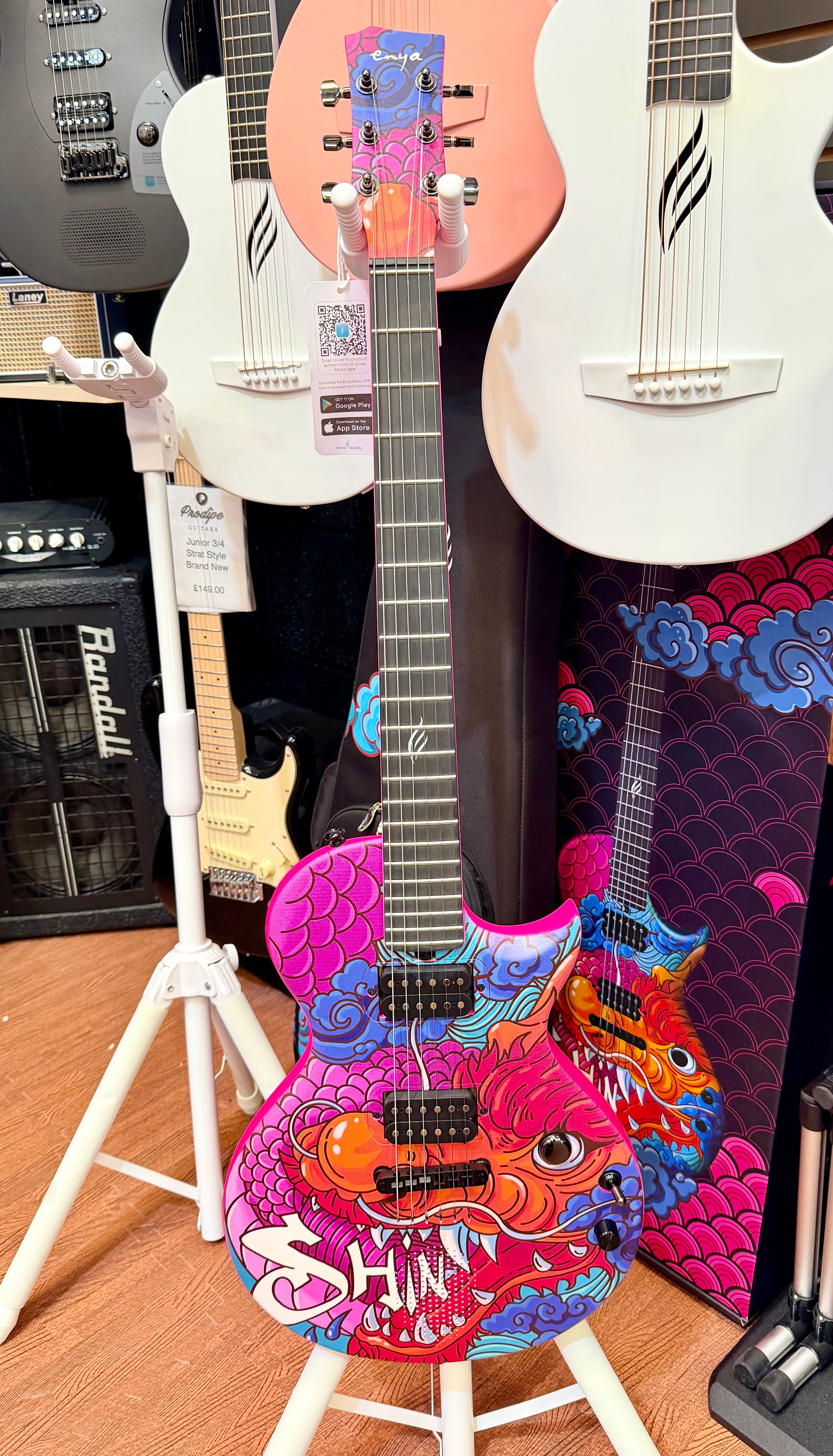✨NEW✨ Enya Nova Go Sonic Custom Dragon Artwork~ Smart Electric Guitar + Bag!