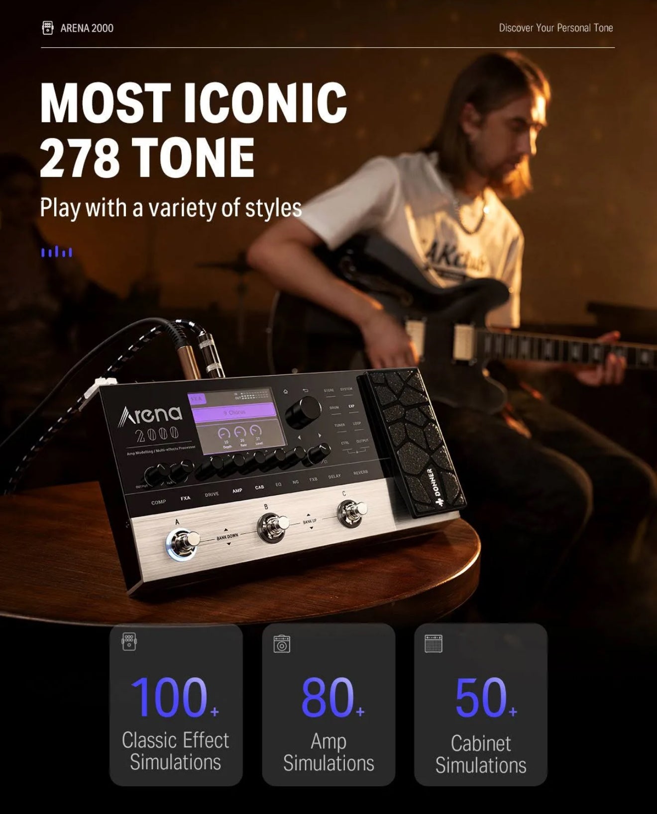🎸 Donner Arena 2000 Multi-Effects Pedal~ Amp Modelling~ 278 Effects~ IR Loader 🎸