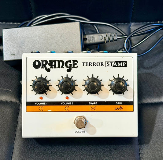 🍊 Orange Terror Stamp 20W Valve Hybrid Guitar Amp Pedal~ White + PSU 🍊