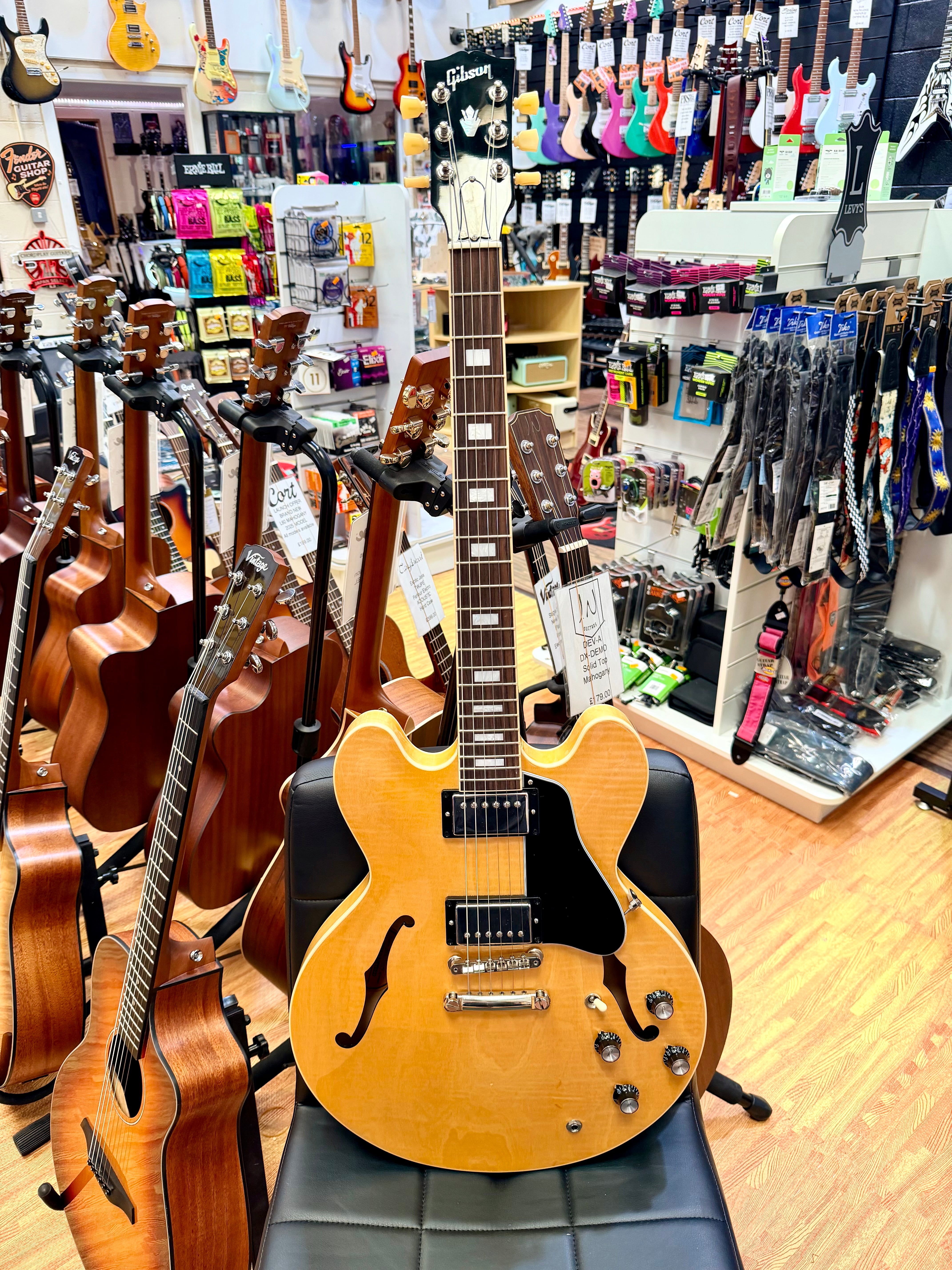 ✨MINT✨ Gibson ES-335 Figured Antique Natural~ Ex-Demo Semi-Hollow + Hard Case!
