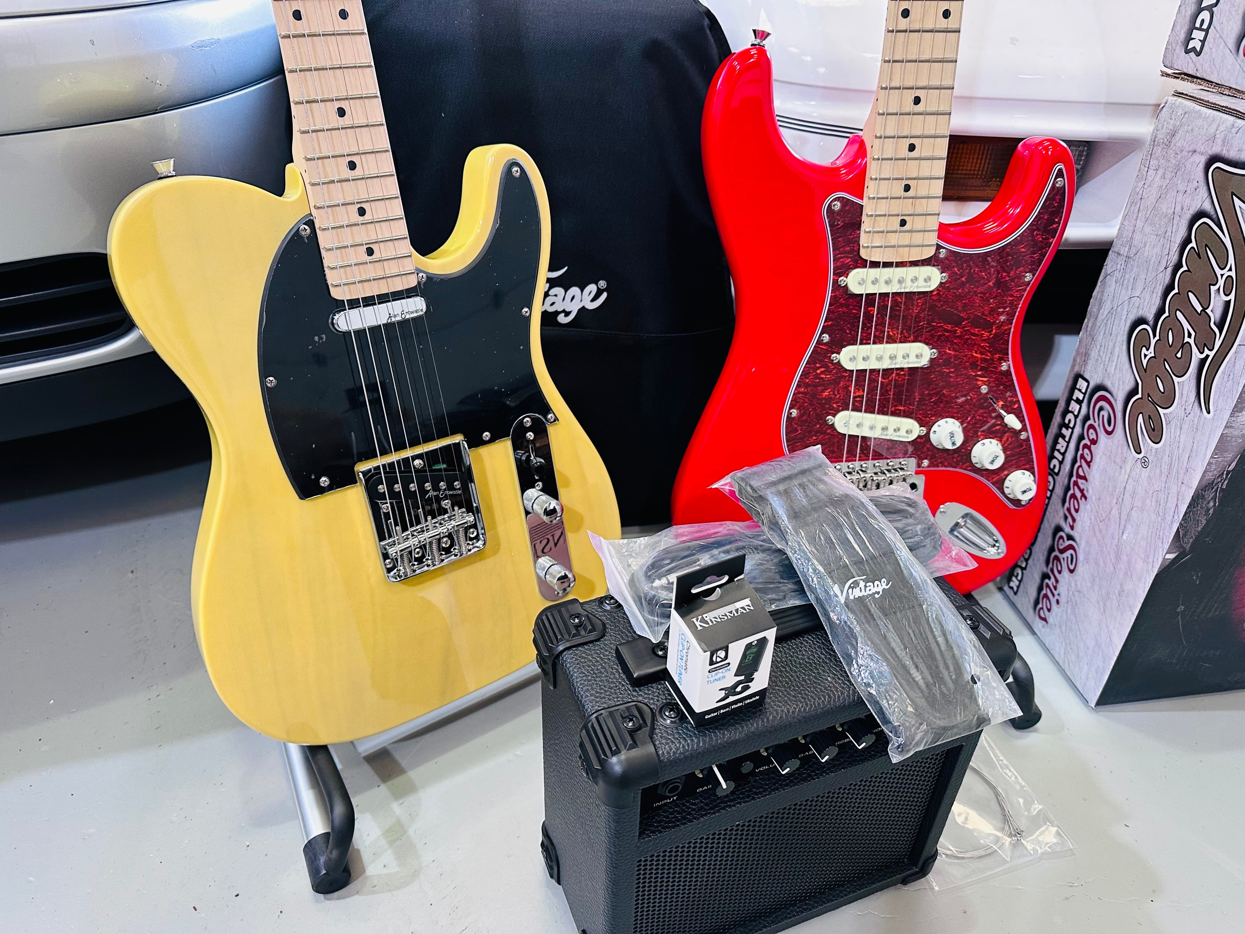 🌟NEW🌟 Vintage V20 Coaster Telecaster Bundle Starter Pack Amp/Bag~ Butterscotch