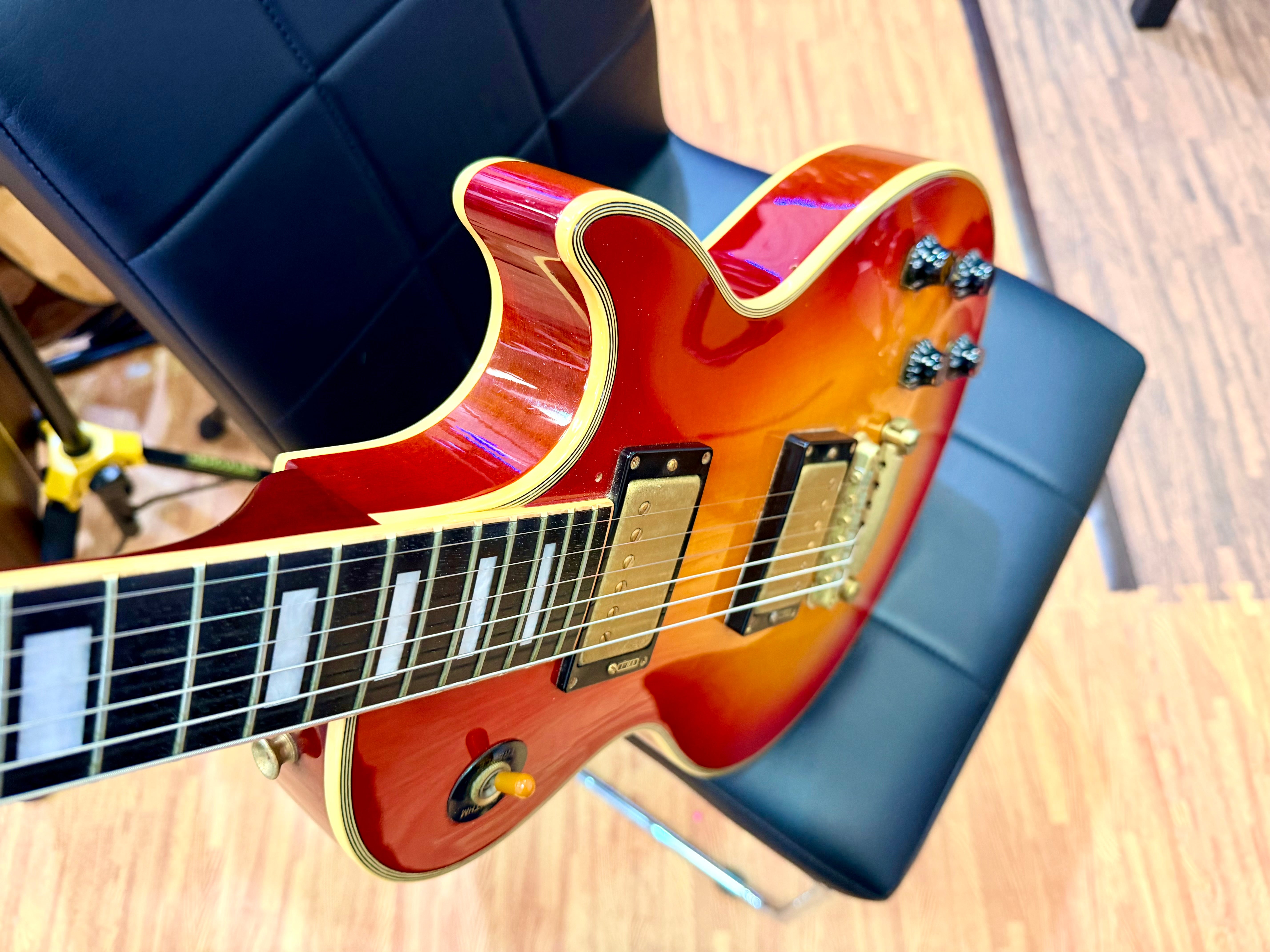 π₯1980βs MIJπ₯ Burny Les Paul Custom~ Cherry Sunburst~ Ebony~ Japan Import π―π΅