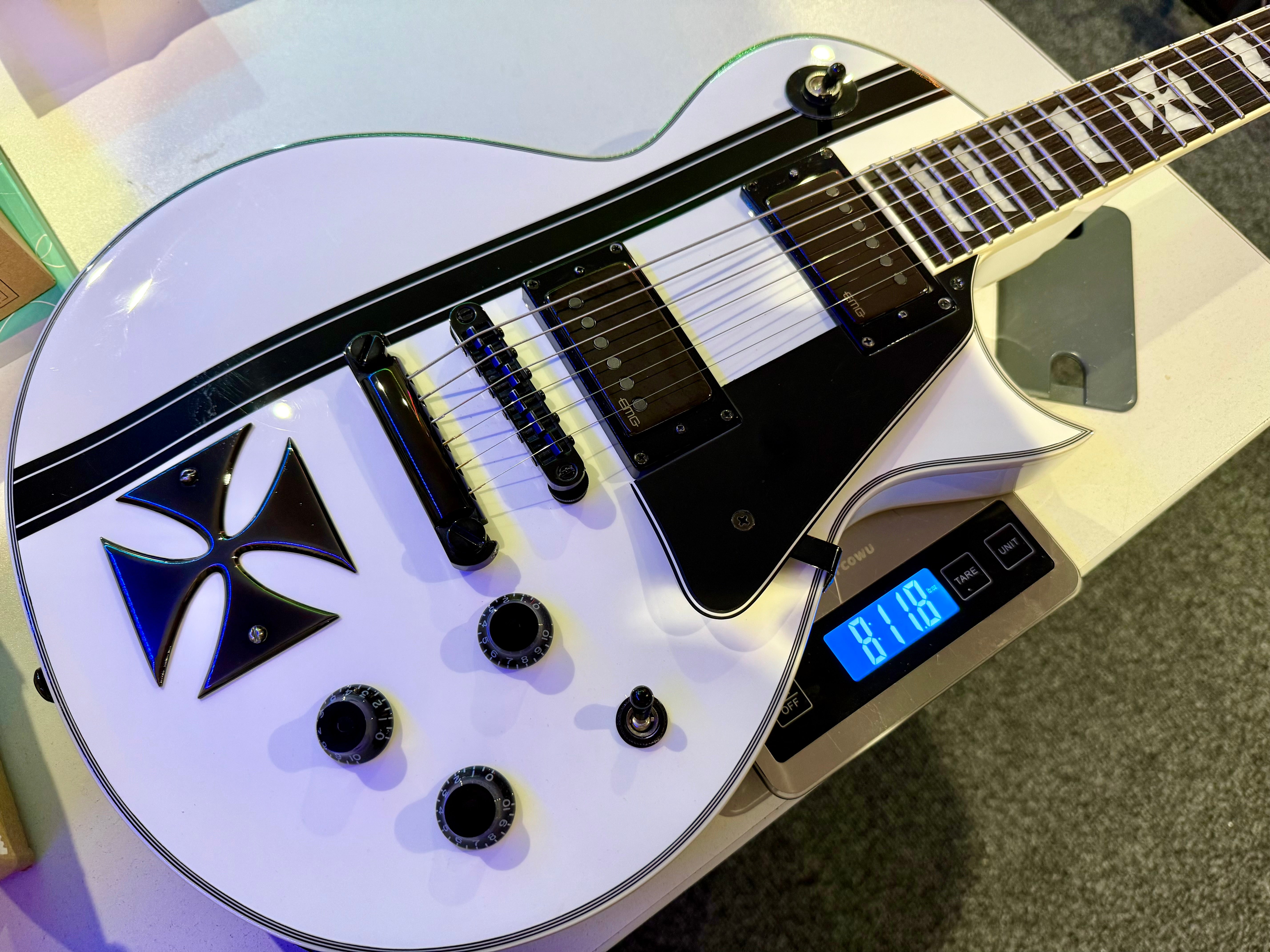 🔥MINT🔥 ESP LTD James Hetfield Iron Cross Signature~ Metallica~ Snow White~2018