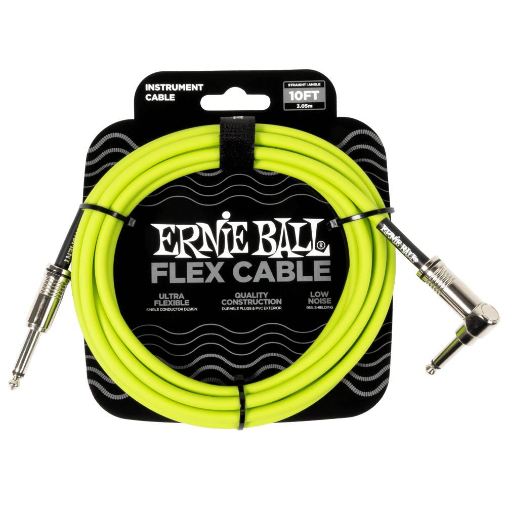Ernie Ball Flex Instrument Cable- Straight/Angle 10ft- Green