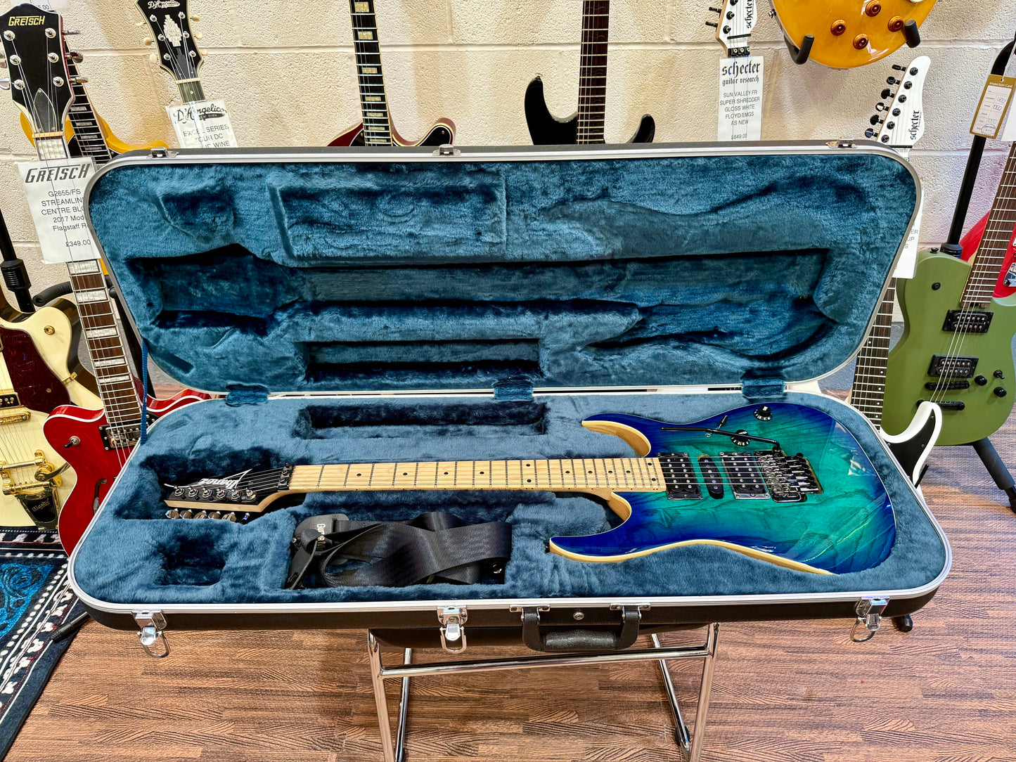🔥2021 MINT🔥 Ibanez RG470AHMZ~ Blue Moon Burst~ Hard Case~ Zero Edge Tremolo!