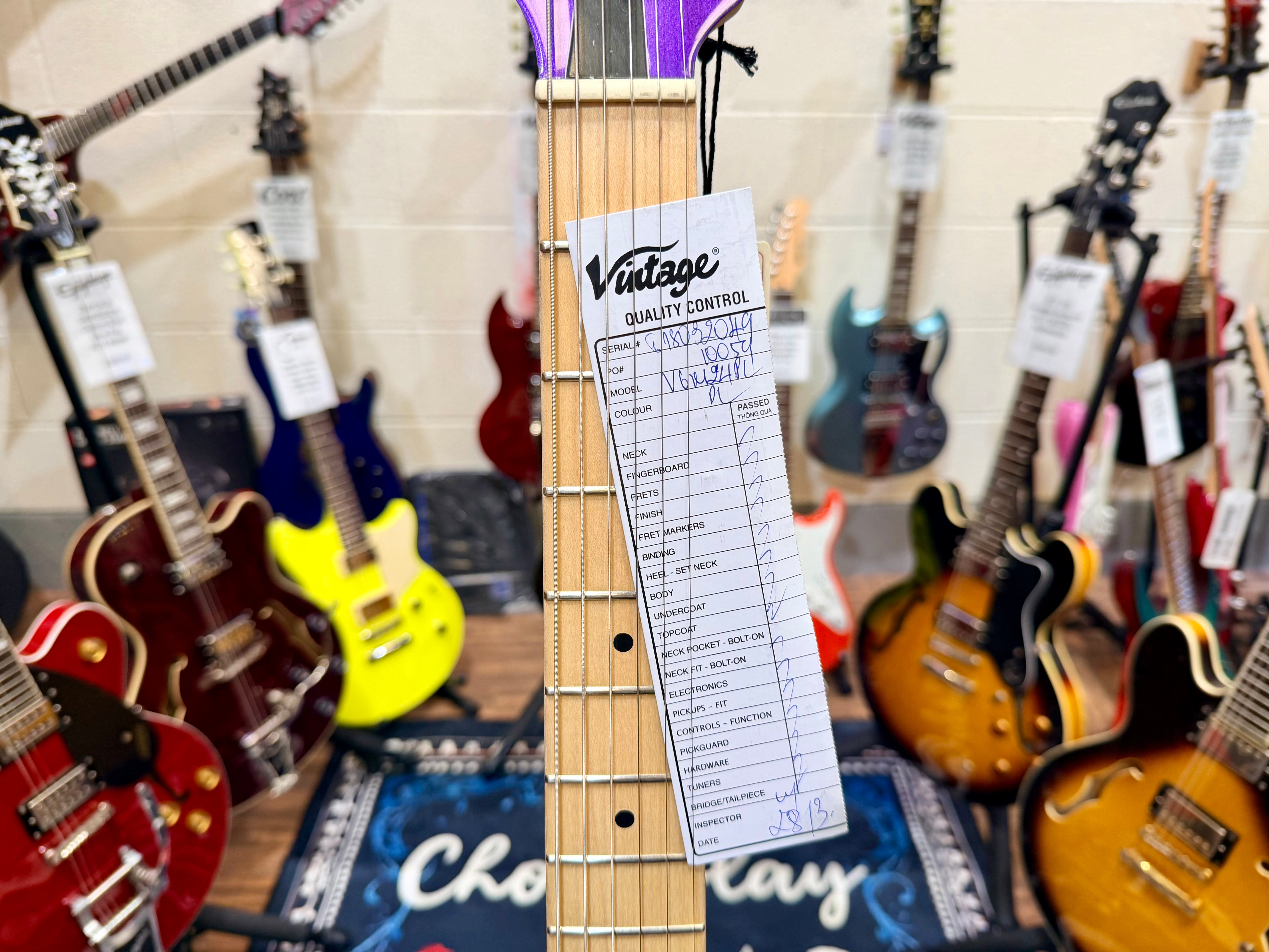 💜 B-STOCK 💜 Vintage V6M24 ReIssued Series Electric Guitar ~ Pasadena Purple!