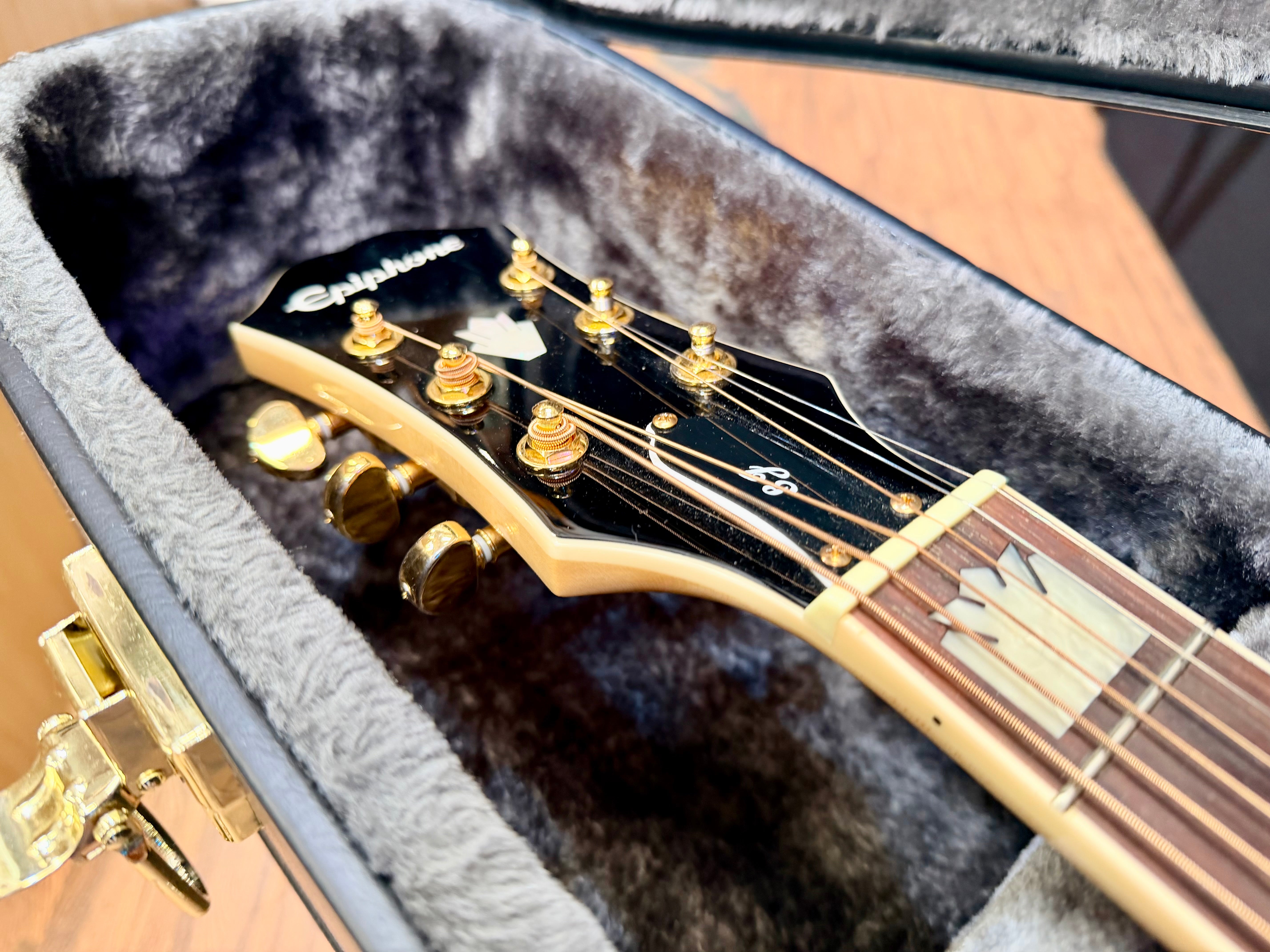 ✨MINT✨ Epiphone EJ-200SCE Jumbo Electro Acoustic~ Natural~ Esonic 2 + H/Case!