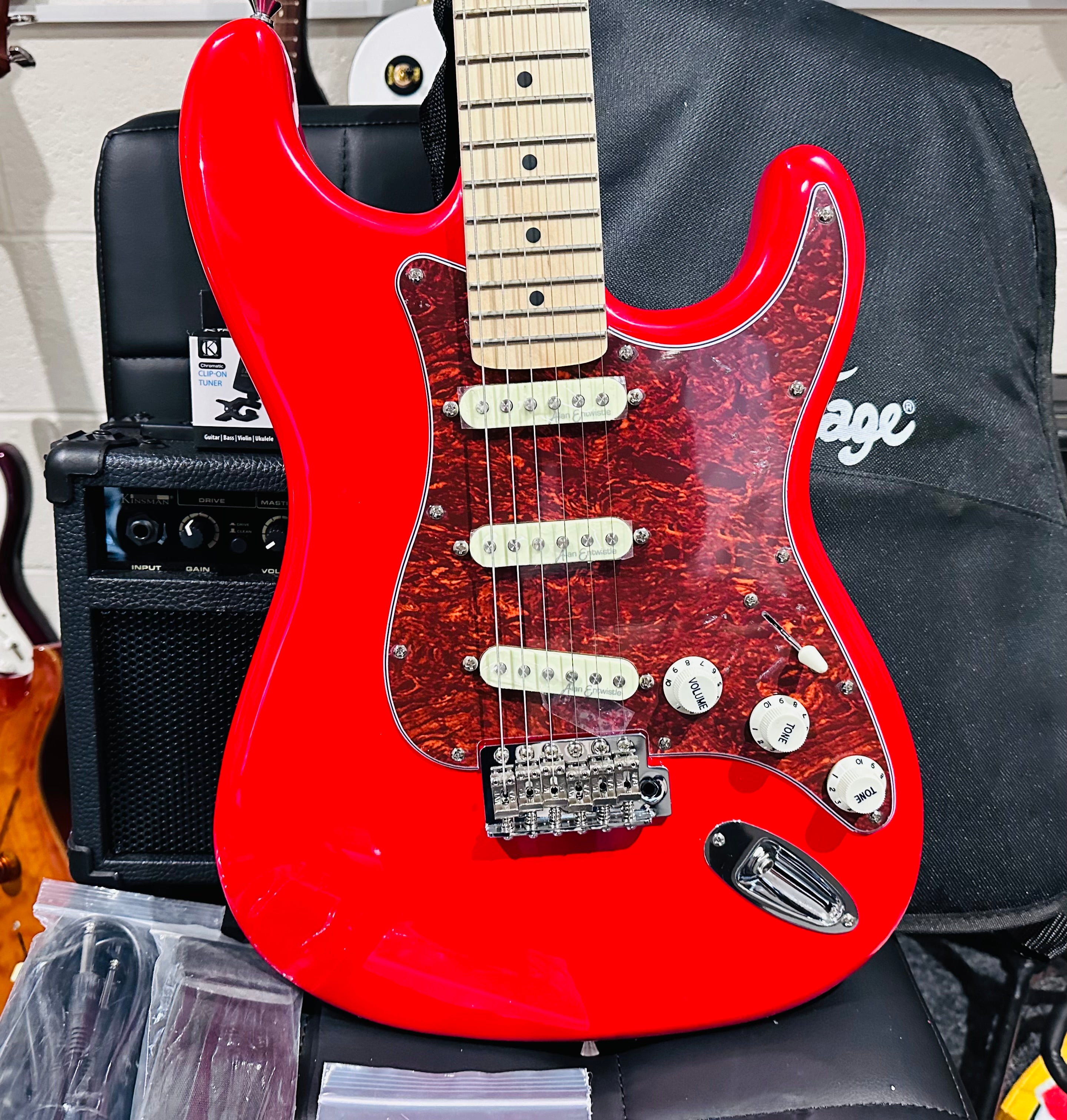 🌟NEW🌟 Vintage V60 Maple Coaster~ Electric Guitar Starter Pack Red~ Strat Style!