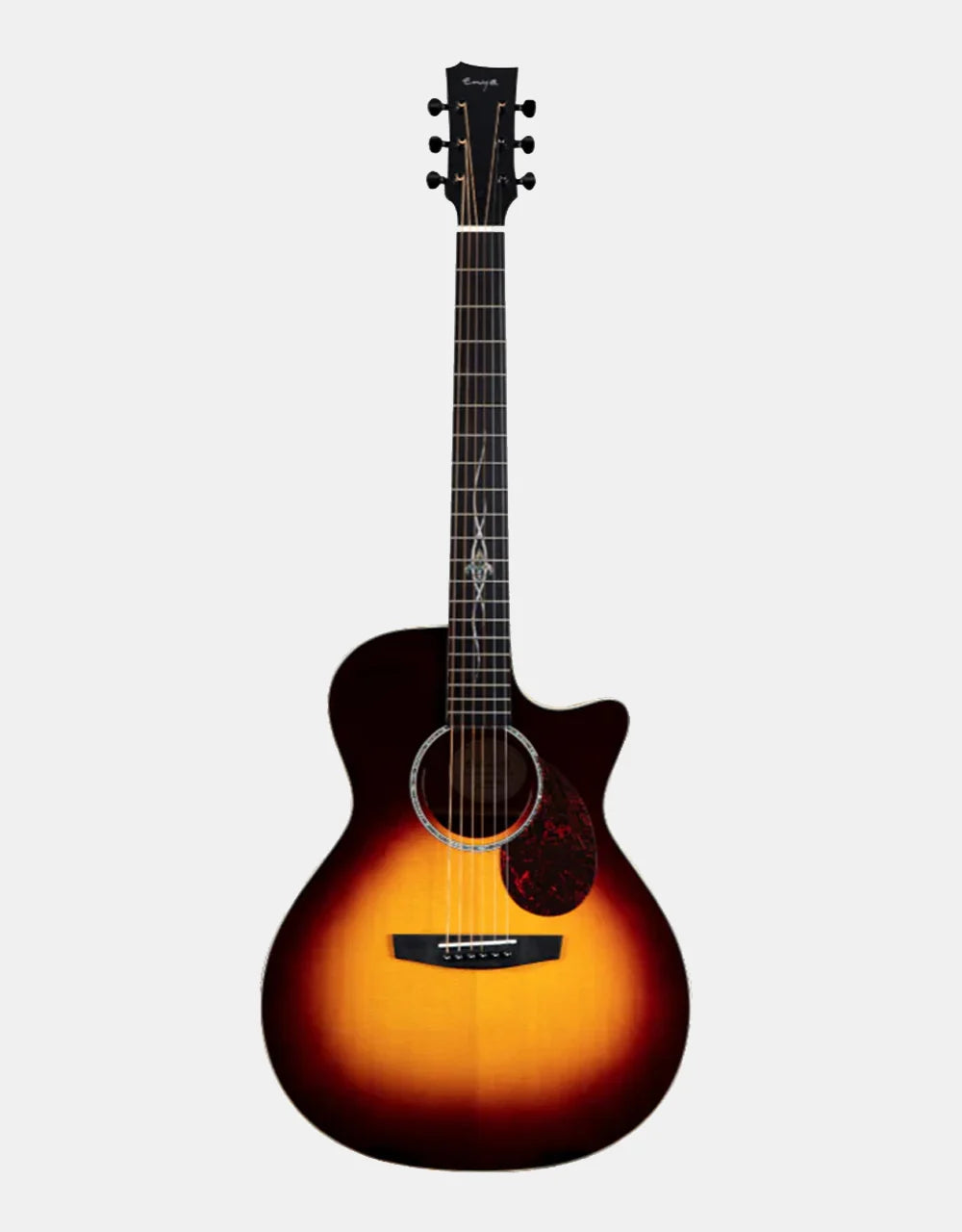 Enya EGA-Q1 PRO Acoustic Guitar Sunburst~ Solid Top~ Exotic Inlay~ Rosewood