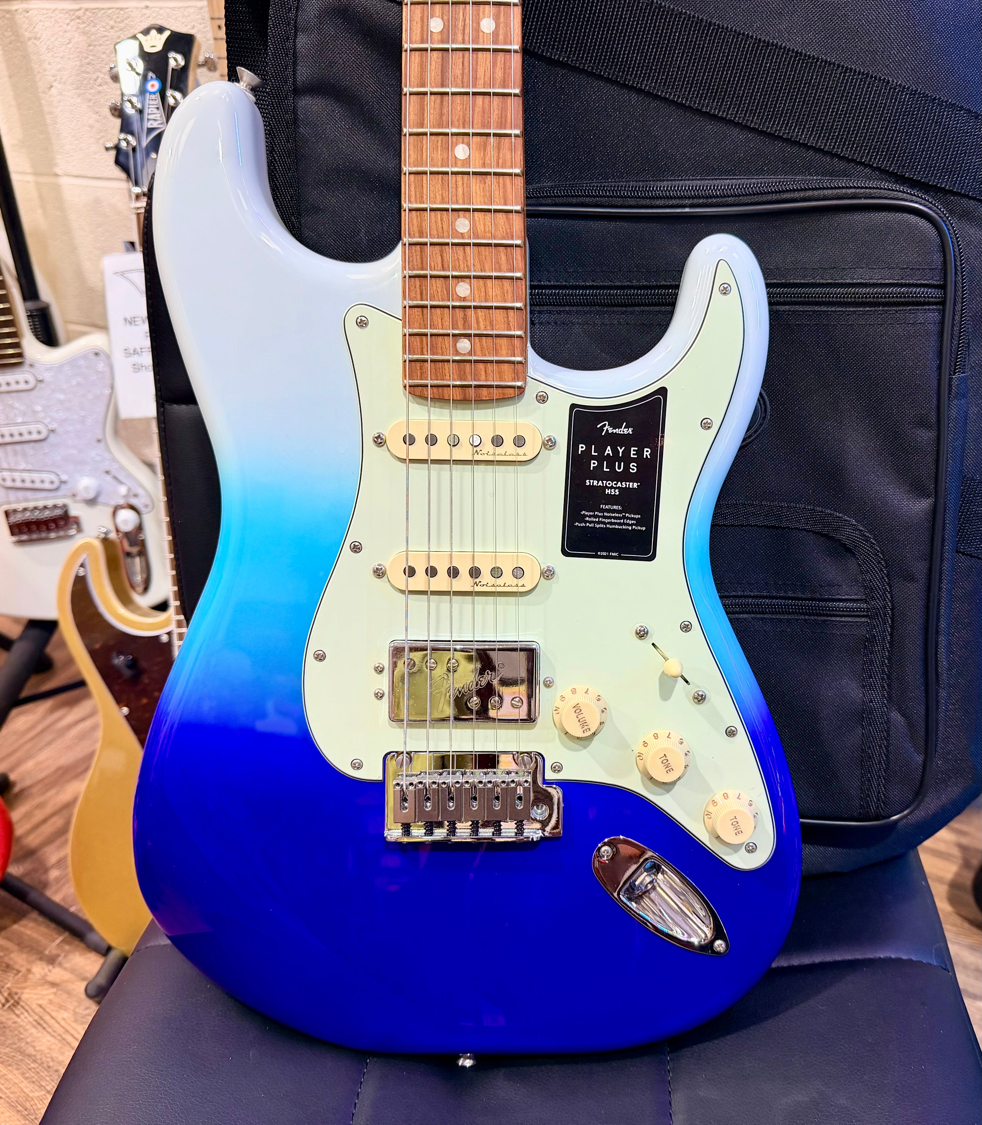 🌟NEW🌟 Fender Player Plus Stratocaster HSS~ Belair Blue Fade~ Mexican Strat!