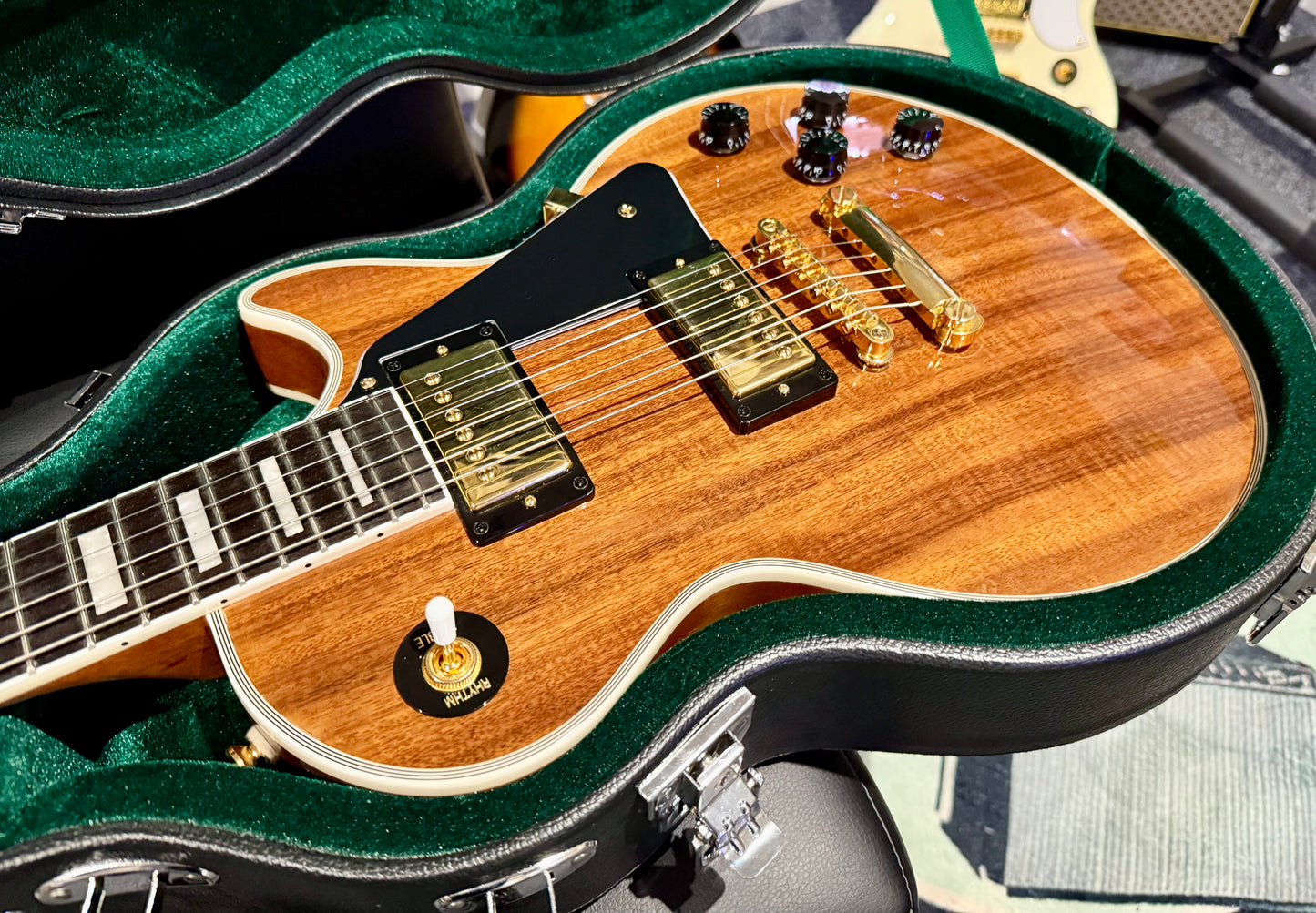 🔥MINT 2022🔥 Epiphone Les Paul Custom Koa Natural~ Gold Hardware~ Hard Case!