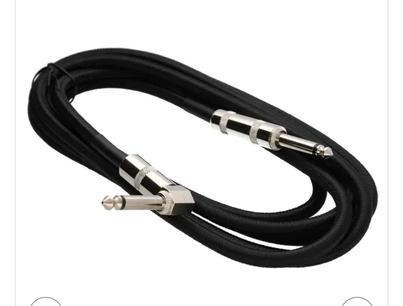 Citronic Braided Instrument Cable Straight/Angle Guitar Lead- Black 3m