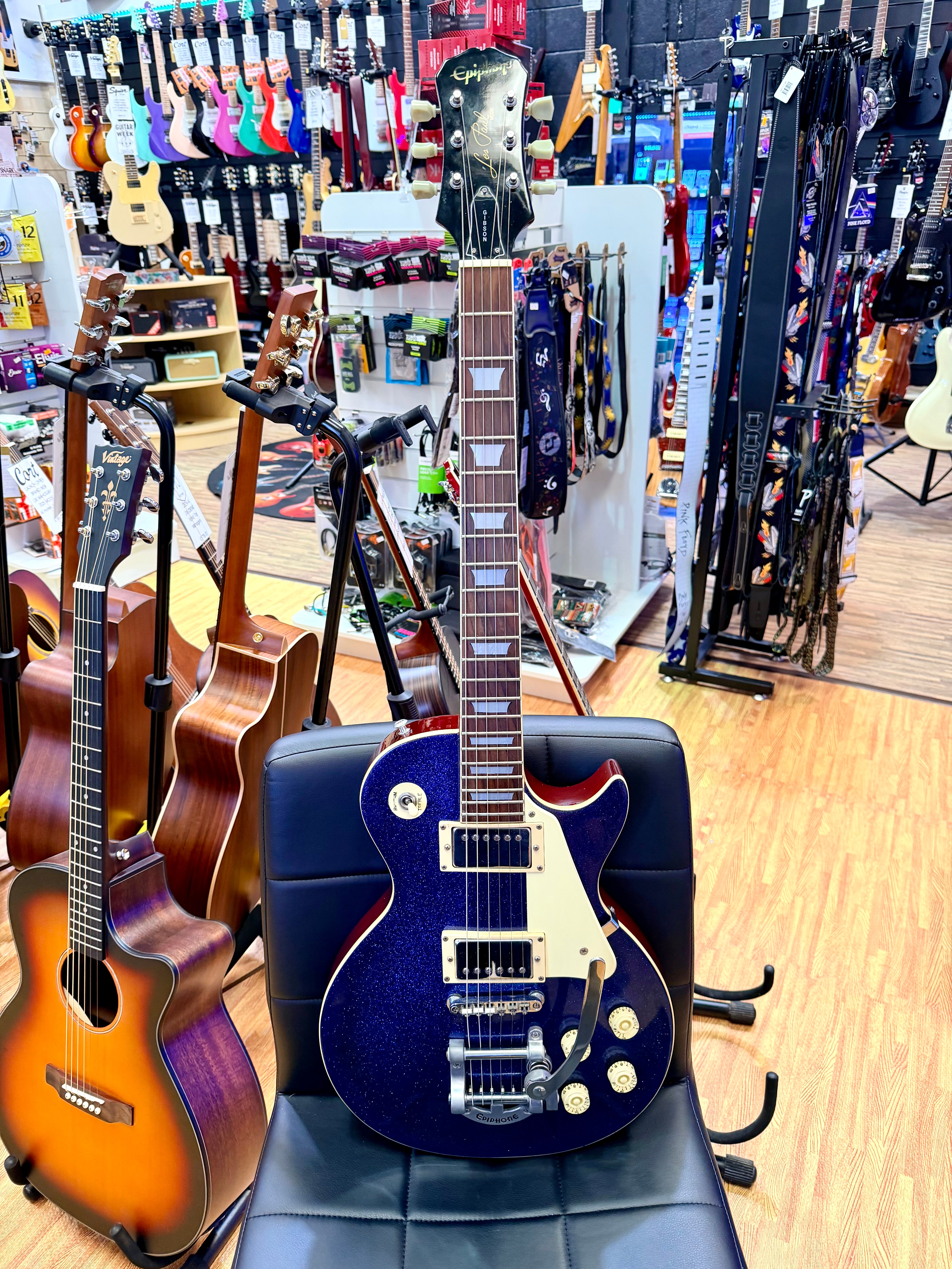 ✨RARE✨ 1997 Epiphone Les Paul~ Limited Edition Blue Sparkle~ Korea Bigsby Trem!
